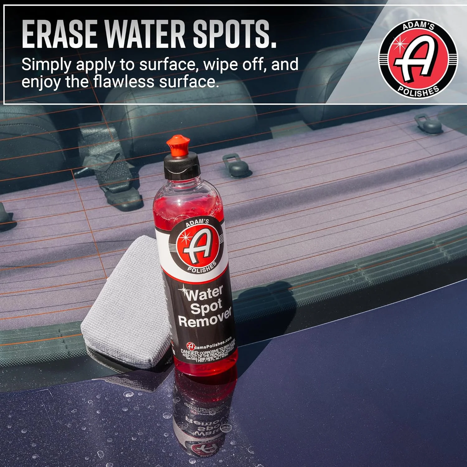 محلول پاک کننده لکه های آب Adam's Polishes - پاک کننده لکه های آب سخت برای شیشه، درب حمام، رنگ، پنجره ها، دیتیلینگ خودرو و موارد دیگر | فرمول ایمن زیستی برای حذف کلسیم، منیزیم و رسوبات صابون (473ml) محلول پاک کننده لکه های آب Adam's Polishes - پاک کننده لکه های آب سخت برای شیشه، درب حمام، رنگ، پنجره ها، دیتیلینگ خودرو و موارد دیگر | فرمول ایمن زیستی برای حذف کلسیم، منیزیم و رسوبات صابون (473ml)