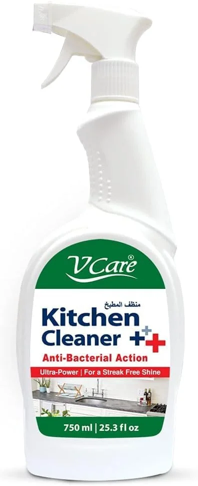مایع پاک کننده آشپزخانه Vcare، بسته 2 عددی، 750 میلی لیتر – قدرت فوق العاده، ضد باکتری برای سطوح تمیز و درخشان