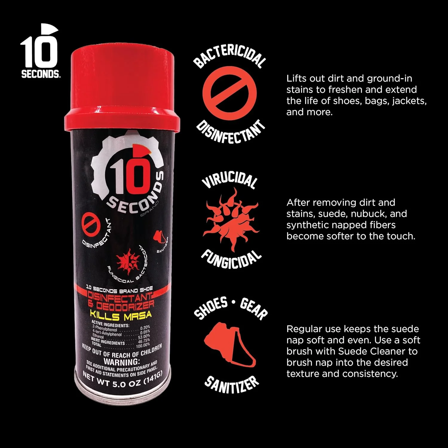 ضدعفونی کننده و خوشبو کننده کفش 10 ثانیه 148 میلی لیتر - موثر در برابر باکتری ها، قارچ ها، کپک و قارچ های سطحی