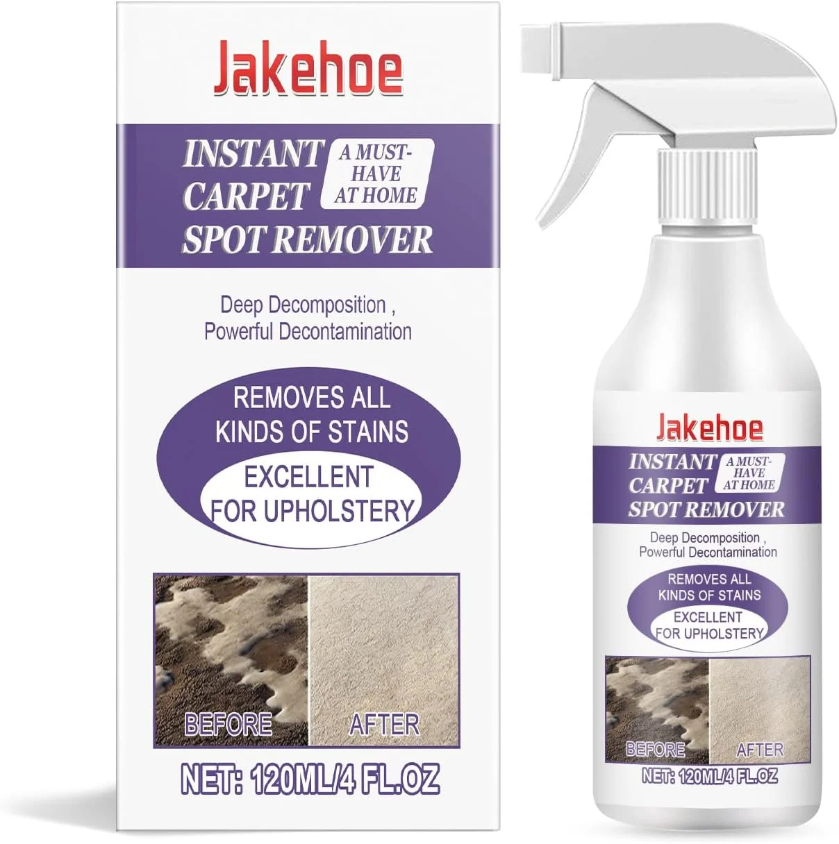 محلول لکه بر فرش 120 میلی لیتری - پاک کننده لکه های قهوه و روغن برای لکه های سخت و مقاوم روی فرش، مبلمان و غیره