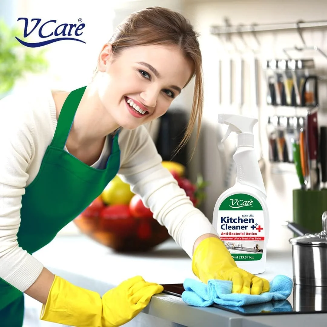 مایع پاک کننده آشپزخانه Vcare، بسته 2 عددی، 750 میلی لیتر – قدرت فوق العاده، ضد باکتری برای سطوح تمیز و درخشان