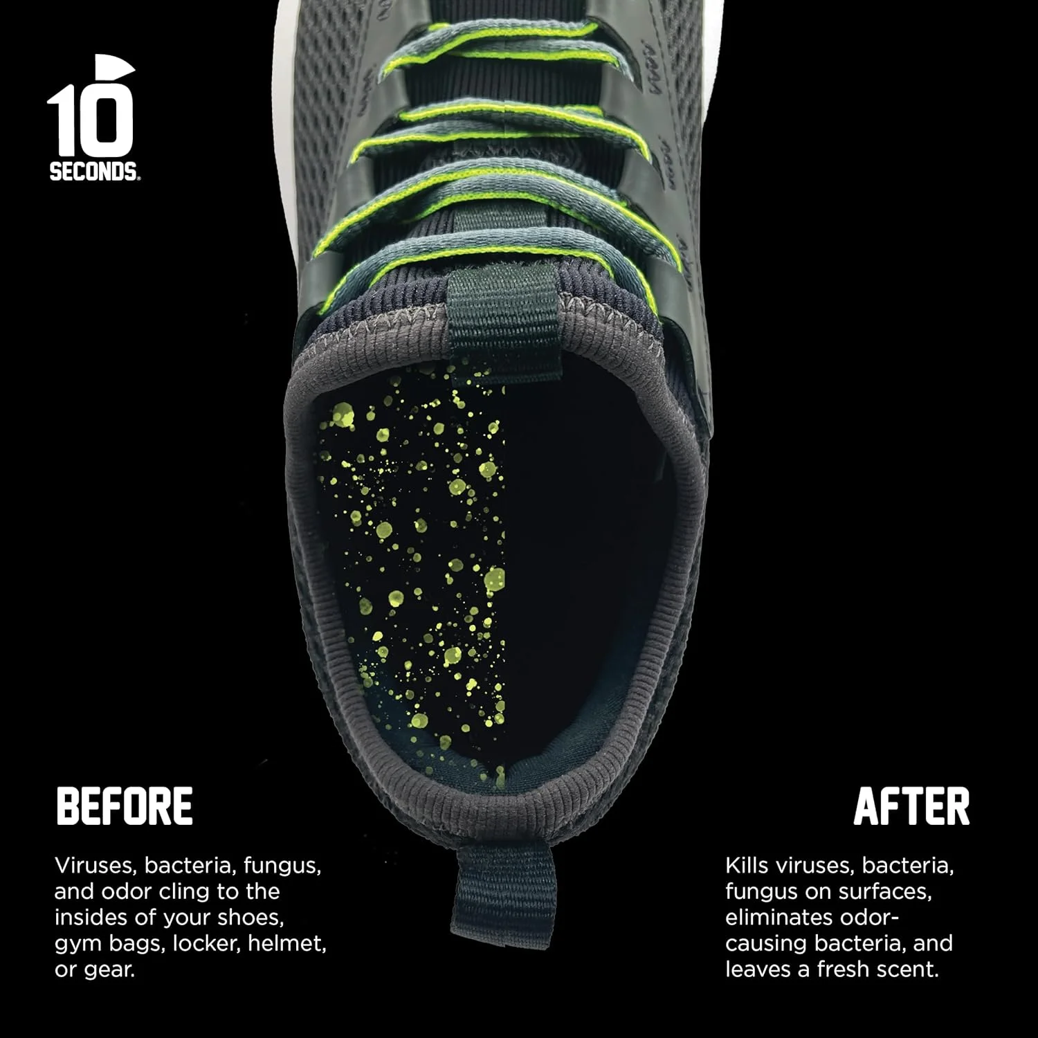 ضدعفونی کننده و خوشبو کننده کفش 10 ثانیه 148 میلی لیتر - موثر در برابر باکتری ها، قارچ ها، کپک و قارچ های سطحی