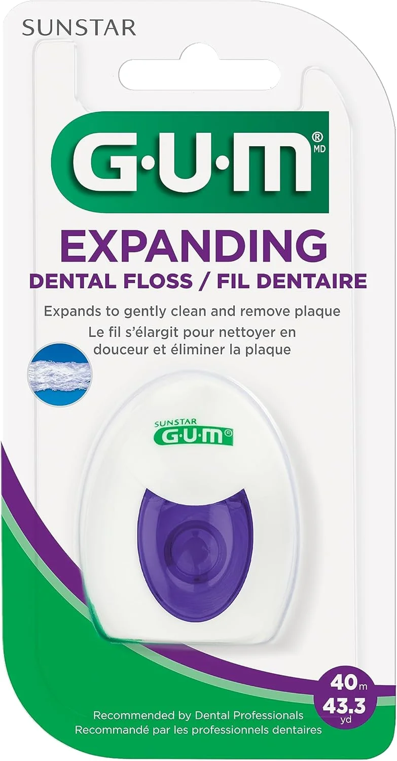 نخ دندان منبسط شونده GUM Deep Clean - نخ دندان بافته شده موم دار - حذف موثر پلاک برای دندان های فشرده - بدون طعم