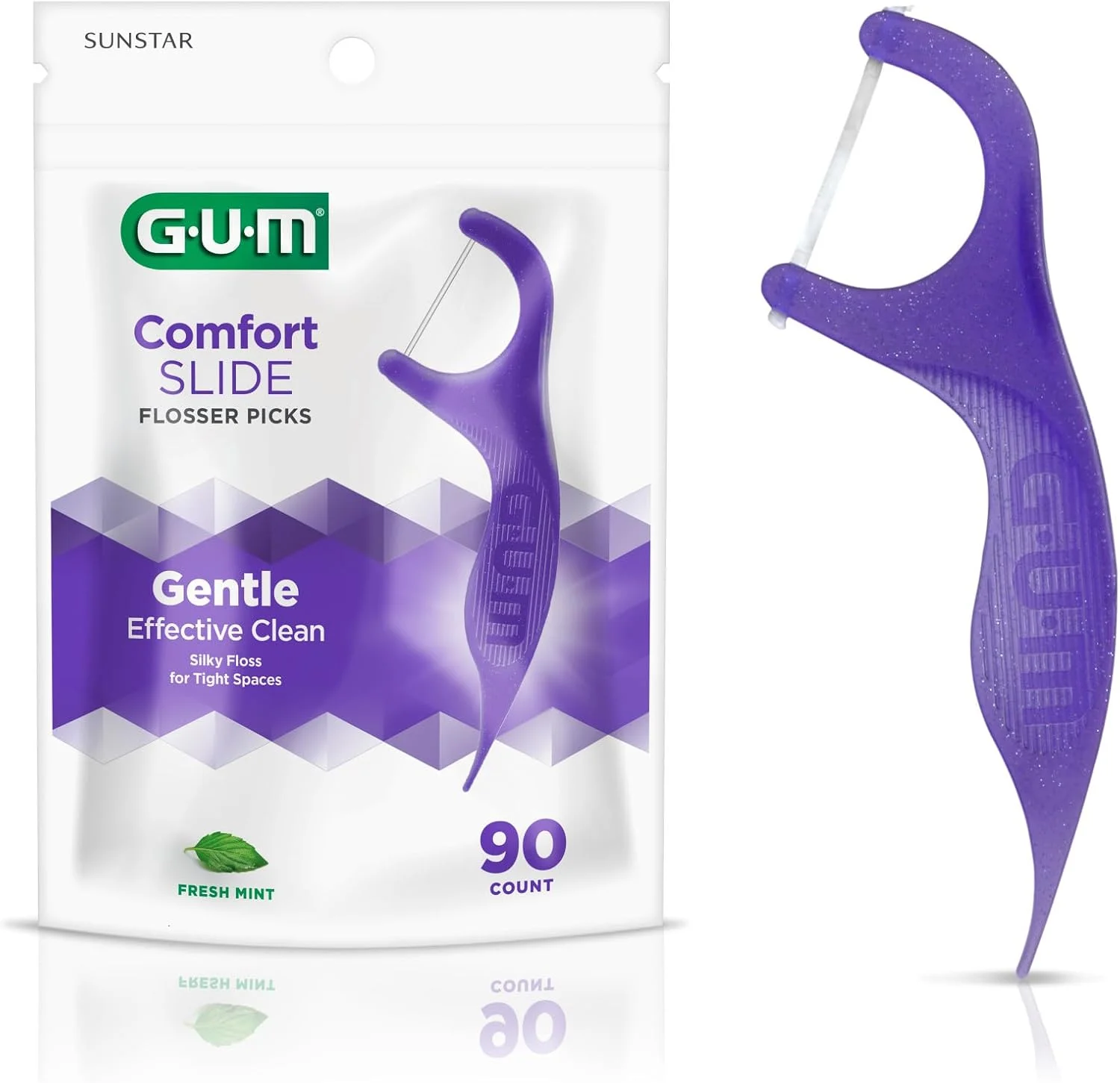 نخ دندان کمکی GUM Comfort Slide برای فضاهای تنگ، نعناع تازه، 90 عدد نخ دندان کمکی GUM Comfort Slide برای فضاهای تنگ، نعناع تازه، 90 عدد
