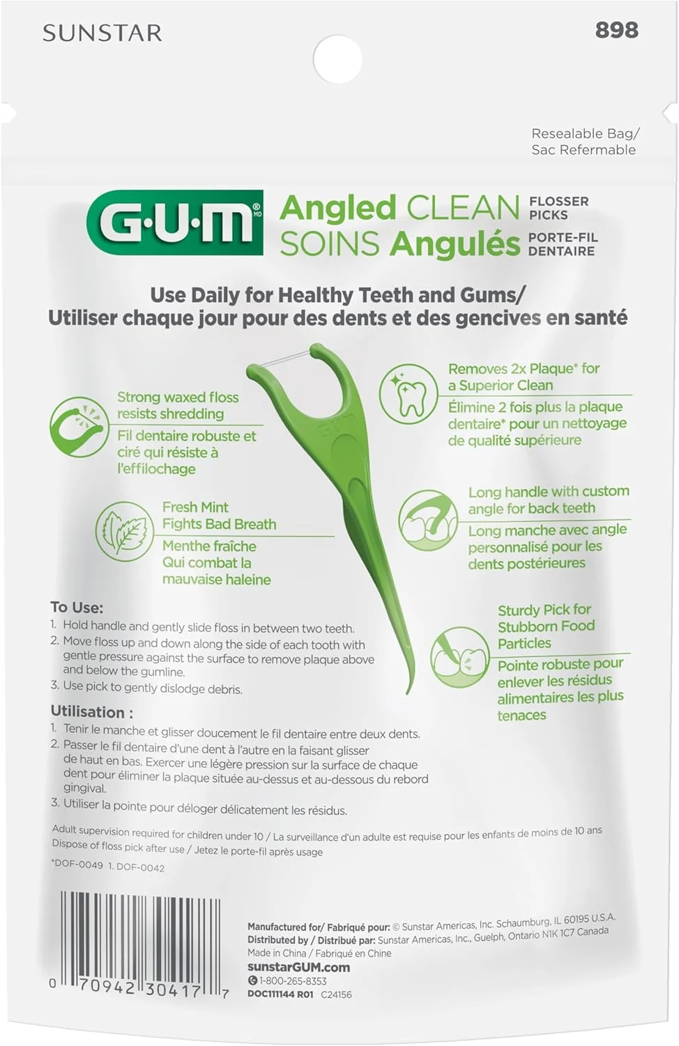نخ دندان کمانی GUM، نعناع تازه، 75 عدد