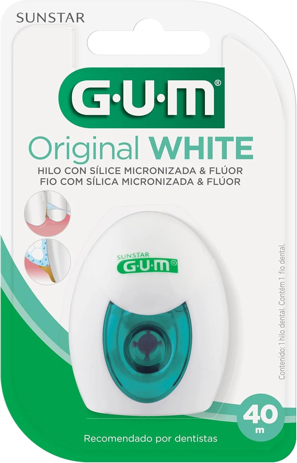 نخ دندان سفید کننده اورجینال گام - طراحی شده برای از بین بردن لکه ها بین دندان ها - کنترل بین دندانی - کنترل پلاک - حاوی سیلیکا میکرونیزه و فلوراید - تمیز کننده عمیق دندان - 30 متر