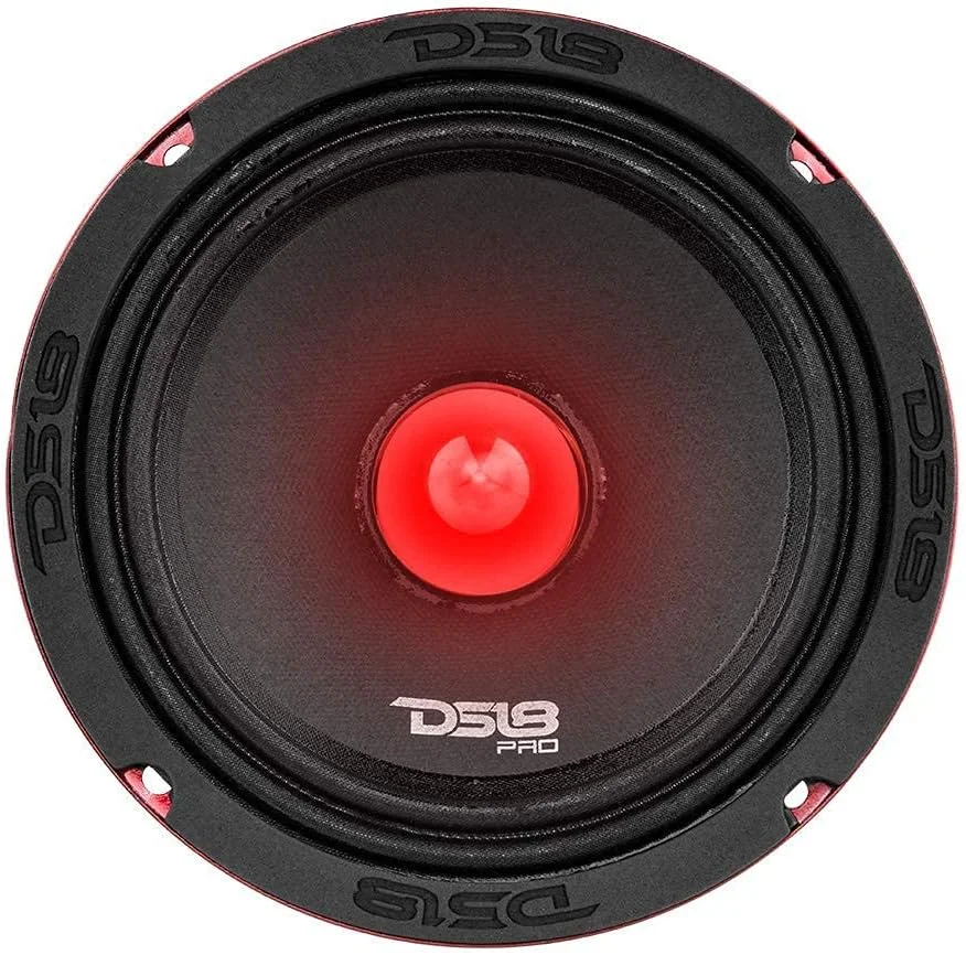 بلندگوی DS18 PRO-X6.4BMRGB با نور RGB - 6.5 اینچ، میان رده، حداکثر 500 وات، RMS 250 وات، 4 اهم - بلندگوهای درب با کیفیت عالی برای سیستم صوتی استریو خودرو یا کامیون (1 عدد بلندگو)