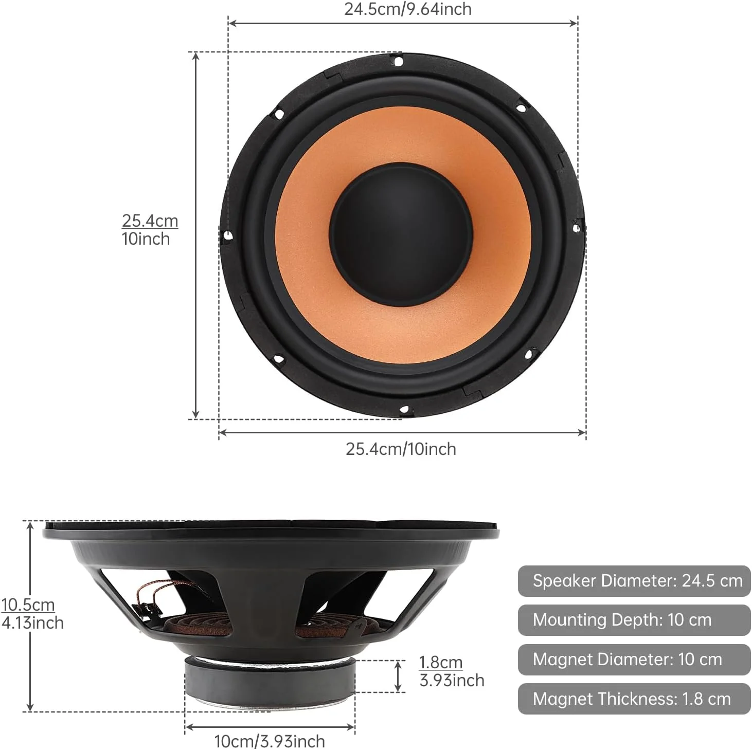 بلندگوی ووفر باس 10 اینچی DriSentri، 2 عدد بلندگوی خودرو با پاسخ فرکانسی گسترده، بلندگوی استریو صوتی خودرو برای صوتی خودرو/سینماهای خانگی بلندگوی ووفر باس 10 اینچی DriSentri، 2 عدد بلندگوی خودرو با پاسخ فرکانسی گسترده، بلندگوی استریو صوتی خودرو برای صوتی خودرو/سینماهای خانگی