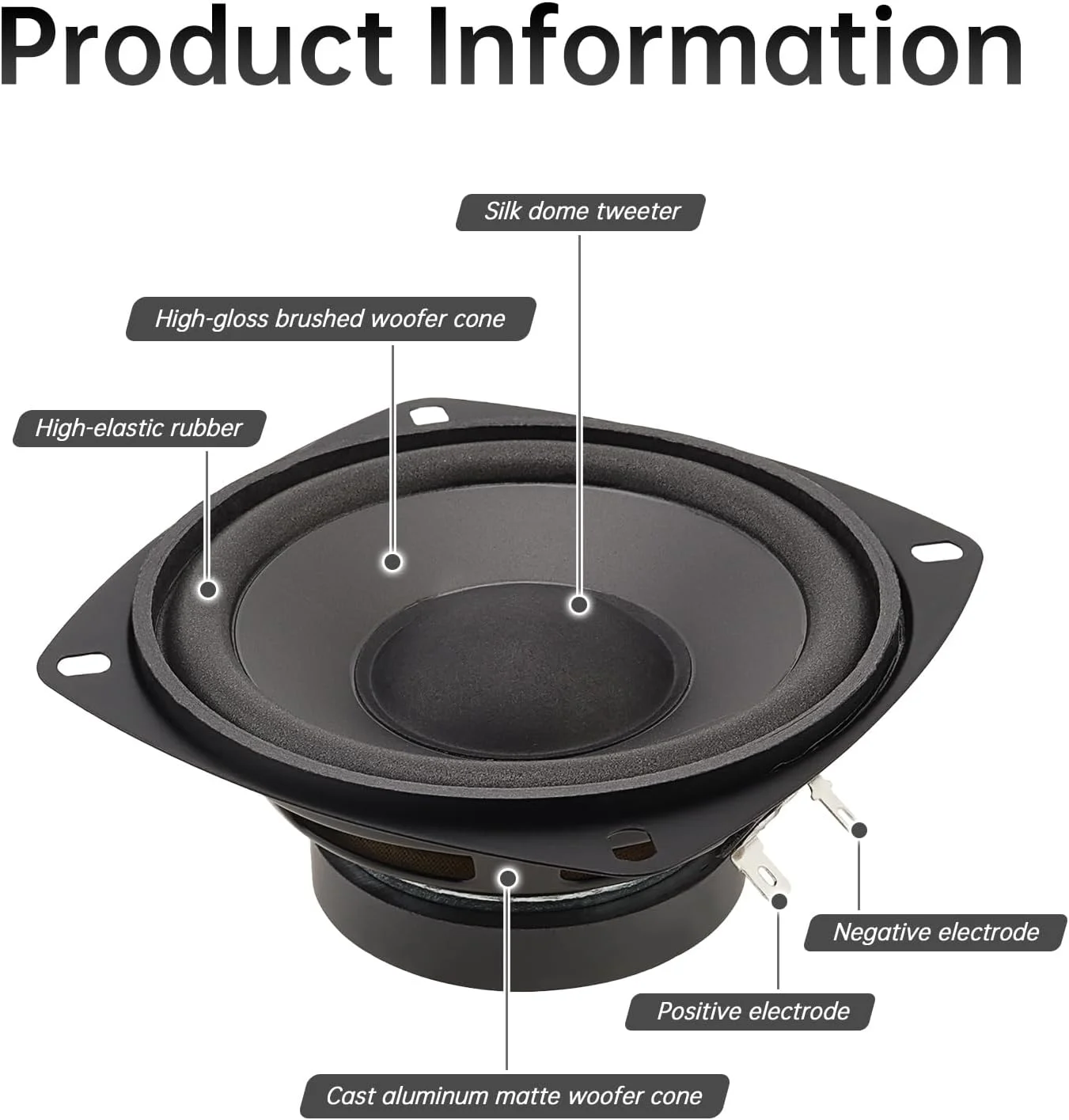 بلندگوی صوتی خودرو دری‌سنتری، 4 اینچ، 400 وات، 2 راهه، مناسب درب خودرو، استریو، پوشش کامل فرکانس‌ها