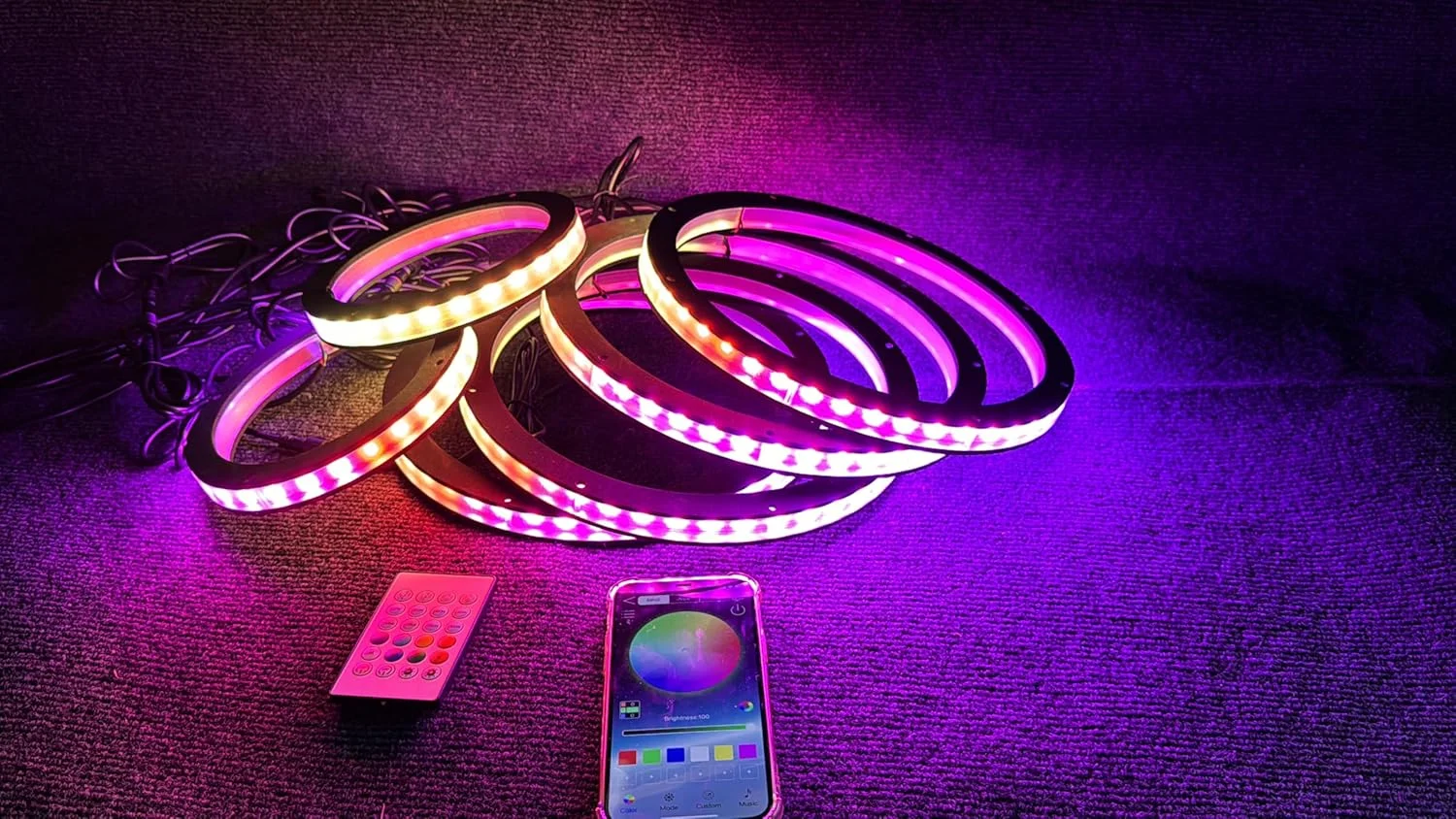 حلقه های بلندگوی LED تعقیب جریان FIJVKNXY، شش عددی، 8 اینچی، کنترل از طریق اپلیکیشن و ریموت، به همراه اسپیسر 1/2 اینچی، ایده آل برای سیستم های صوتی خودرو، دارای چراغ های LED همگام با موسیقی حلقه های بلندگوی LED تعقیب جریان FIJVKNXY، شش عددی، 8 اینچی، کنترل از طریق اپلیکیشن و ریموت، به همراه اسپیسر 1/2 اینچی، ایده آل برای سیستم های صوتی خودرو، دارای چراغ های LED همگام با موسیقی