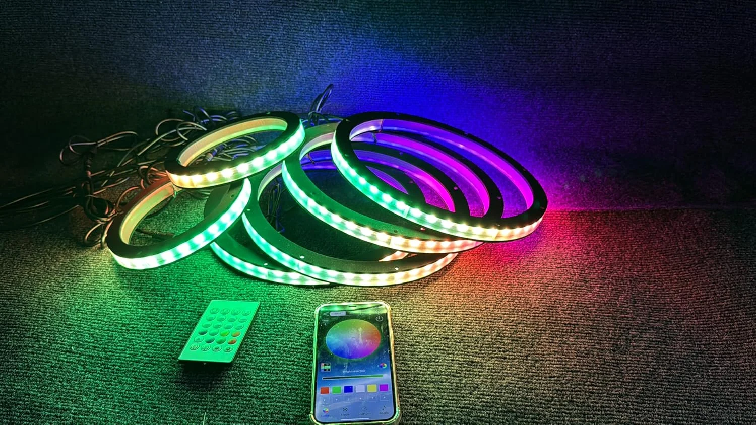 حلقه های بلندگوی LED تعقیب جریان FIJVKNXY، شش عددی، 8 اینچی، کنترل از طریق اپلیکیشن و ریموت، به همراه اسپیسر 1/2 اینچی، ایده آل برای سیستم های صوتی خودرو، دارای چراغ های LED همگام با موسیقی حلقه های بلندگوی LED تعقیب جریان FIJVKNXY، شش عددی، 8 اینچی، کنترل از طریق اپلیکیشن و ریموت، به همراه اسپیسر 1/2 اینچی، ایده آل برای سیستم های صوتی خودرو، دارای چراغ های LED همگام با موسیقی