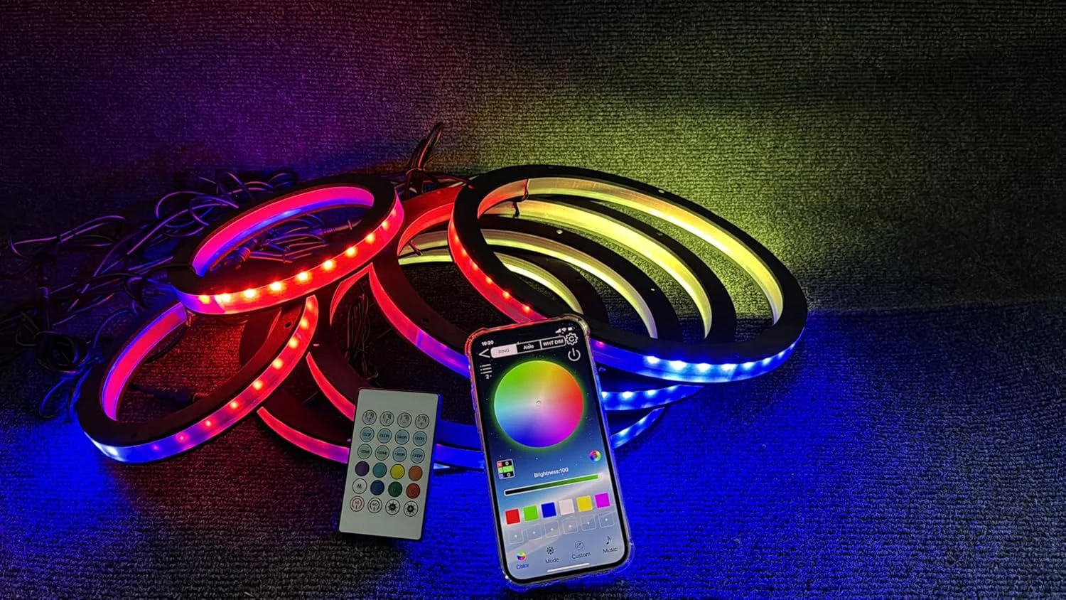 حلقه های بلندگوی LED تعقیب جریان FIJVKNXY، شش عددی، 8 اینچی، کنترل از طریق اپلیکیشن و ریموت، به همراه اسپیسر 1/2 اینچی، ایده آل برای سیستم های صوتی خودرو، دارای چراغ های LED همگام با موسیقی حلقه های بلندگوی LED تعقیب جریان FIJVKNXY، شش عددی، 8 اینچی، کنترل از طریق اپلیکیشن و ریموت، به همراه اسپیسر 1/2 اینچی، ایده آل برای سیستم های صوتی خودرو، دارای چراغ های LED همگام با موسیقی