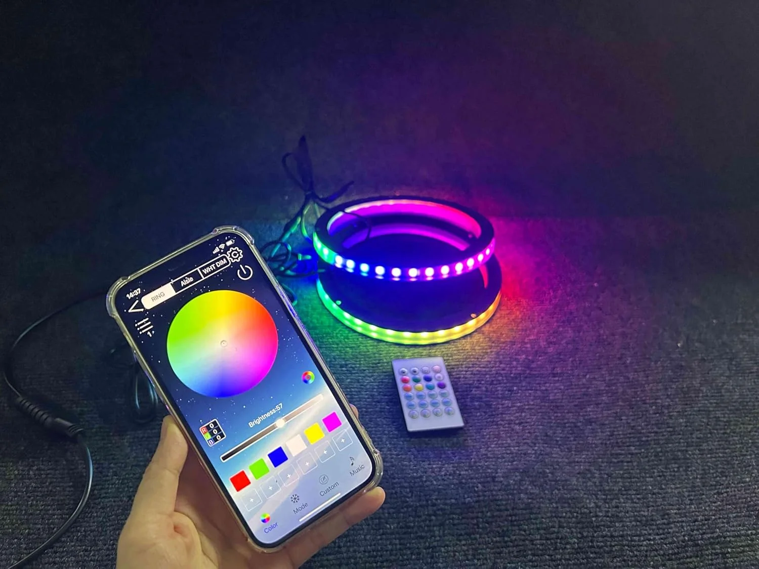 ست دو عددی حلقه های نوری LED هم محور 12 اینچی Dream Color Chasing Flowing، کنترل از راه دور بلوتوثی، ایده آل برای اتومبیل، کامیون، قایق، اسلینگ شات، Ryker و Spyder
