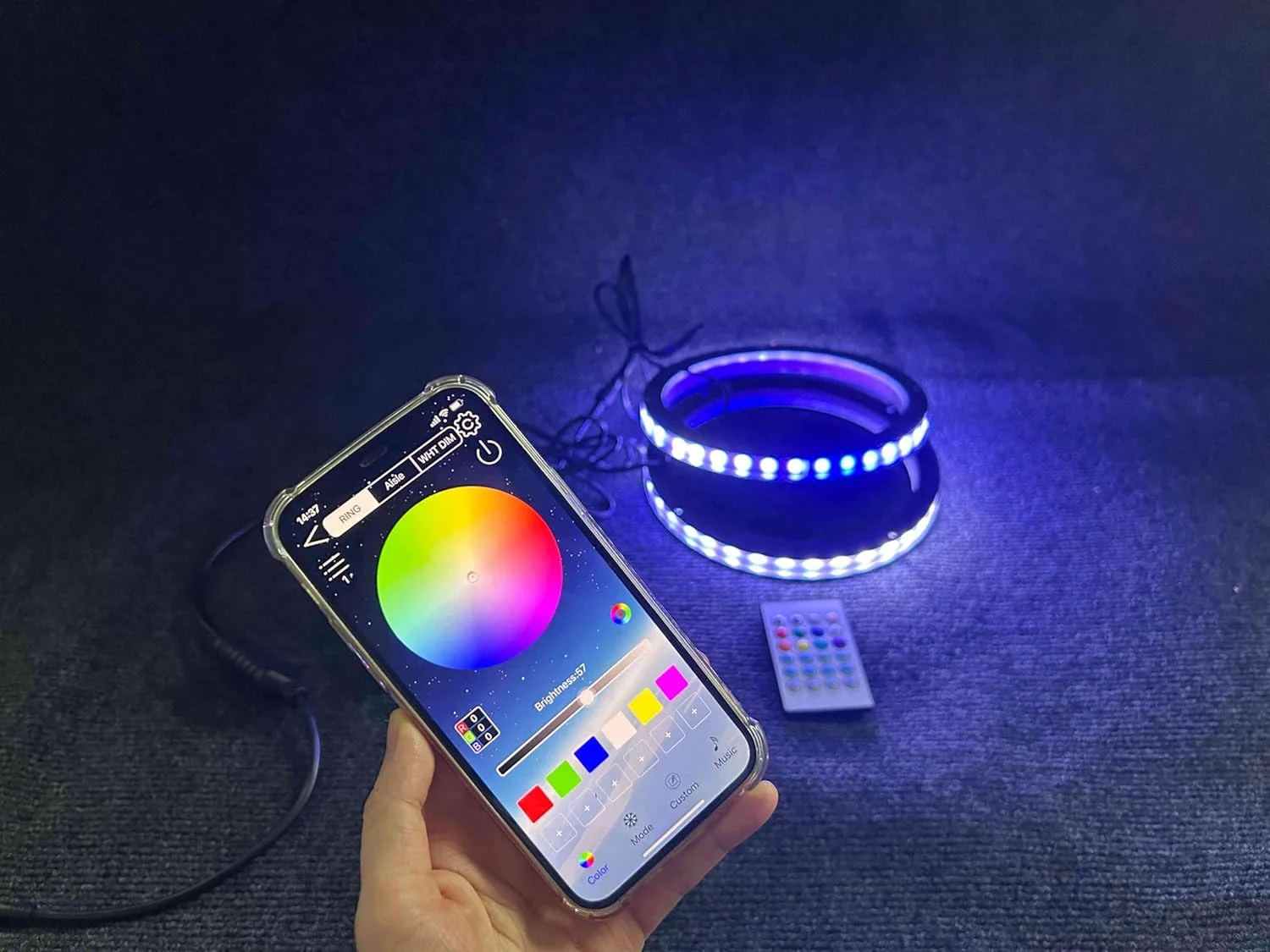 ست دو عددی حلقه های نوری LED هم محور 12 اینچی Dream Color Chasing Flowing، کنترل از راه دور بلوتوثی، ایده آل برای اتومبیل، کامیون، قایق، اسلینگ شات، Ryker و Spyder