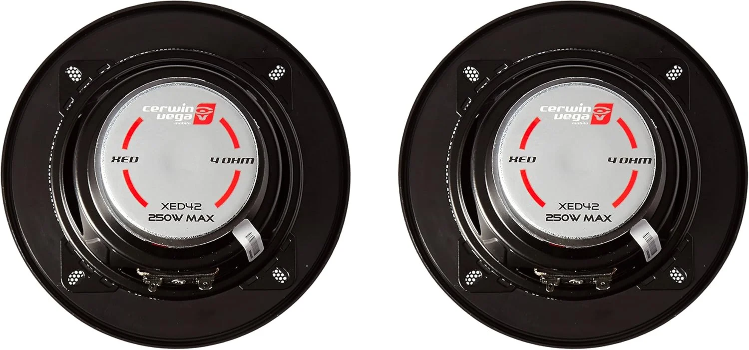 بلندگوی کواکسیال دو طرفه 4 اینچی CERWIN-VEGA! XED42، توان اسمی 20 وات RMS / حداکثر توان 250 وات، سری XED مشکی بلندگوی کواکسیال دو طرفه 4 اینچی CERWIN-VEGA! XED42، توان اسمی 20 وات RMS / حداکثر توان 250 وات، سری XED مشکی
