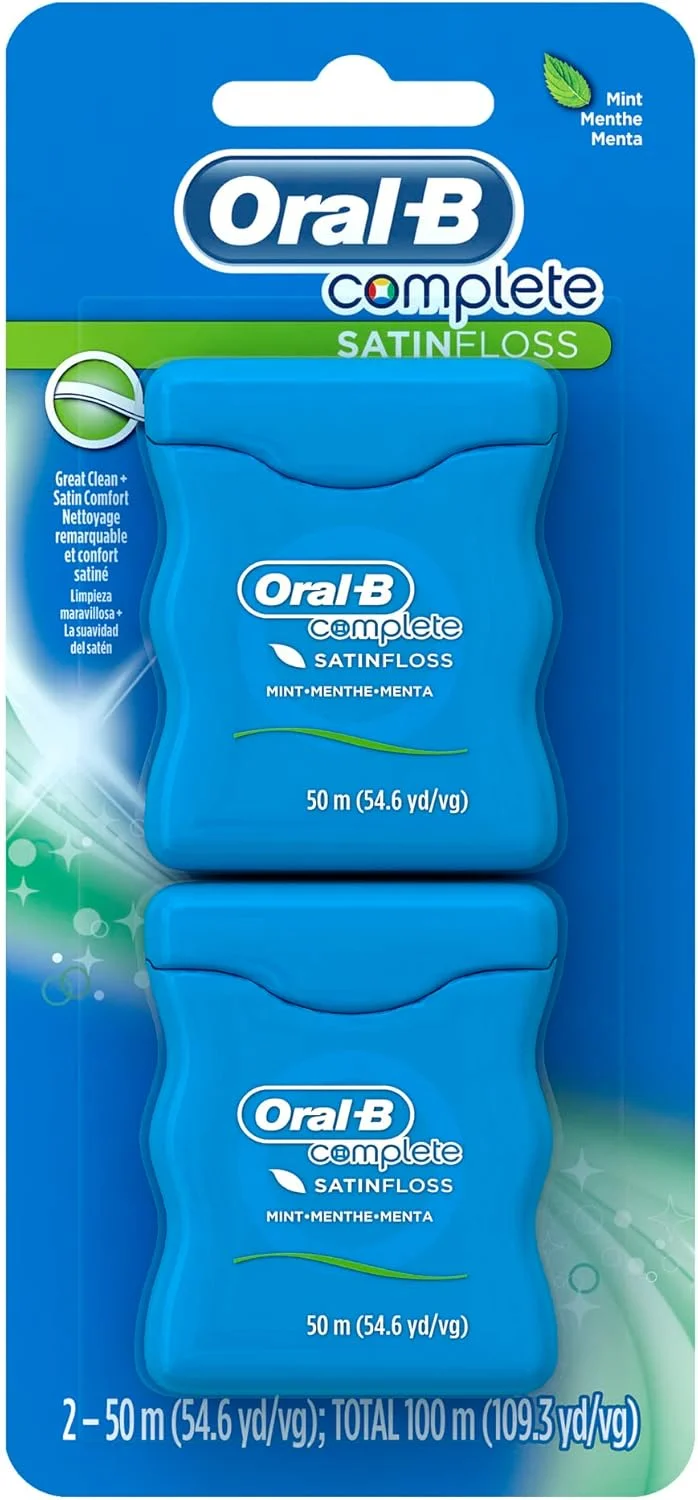 نخ دندان Oral-B Complete SatinFloss، نعنایی، 50 متر (54.6 یارد)، بسته 2 عددی نخ دندان Oral-B Complete SatinFloss، نعنایی، 50 متر (54.6 یارد)، بسته 2 عددی
