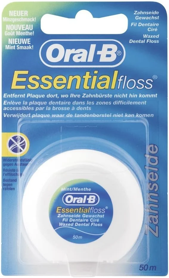 نخ دندان نعنایی اورال-بی Essential Floss با روکش موم - 50 متر - بسته 3 عددی