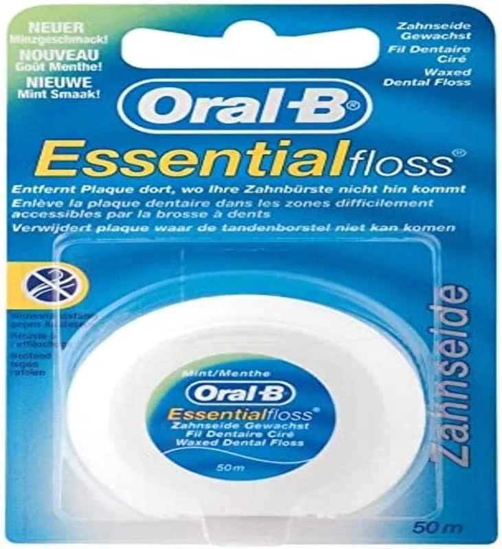 نخ دندان اورال-بی Essentialfloss با طعم نعناع و روکش موم، 50 متر، سفید نخ دندان اورال-بی Essentialfloss با طعم نعناع و روکش موم، 50 متر، سفید