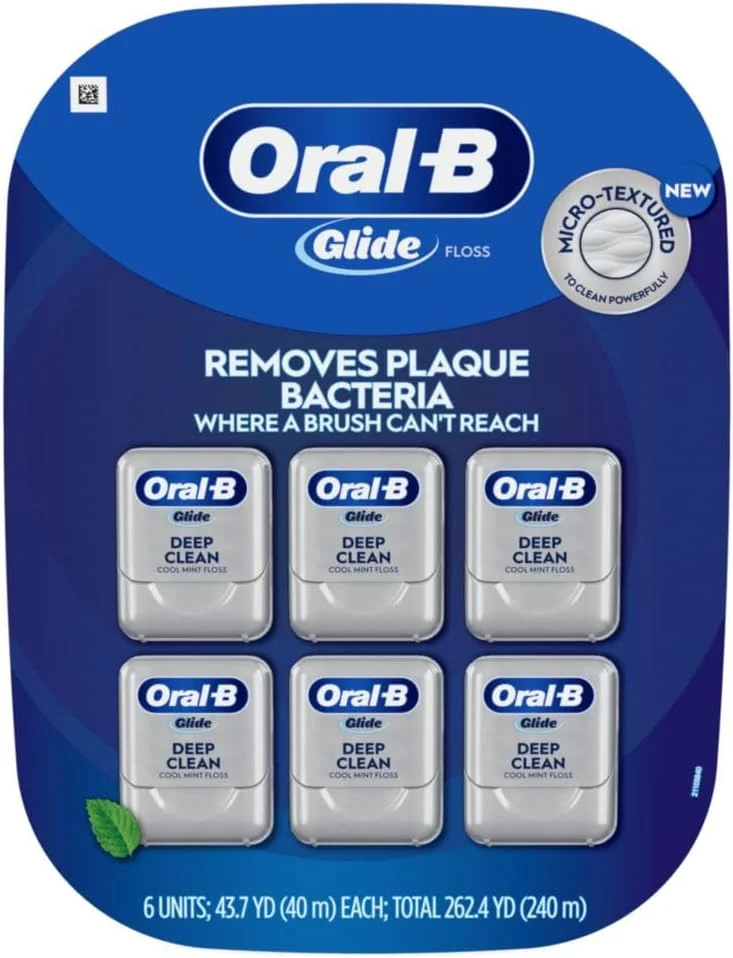 نخ دندان نعنایی اورال-بی گلاید برای پاکسازی عمیق، بسته 6 عددی، نخ دندان گلاید
