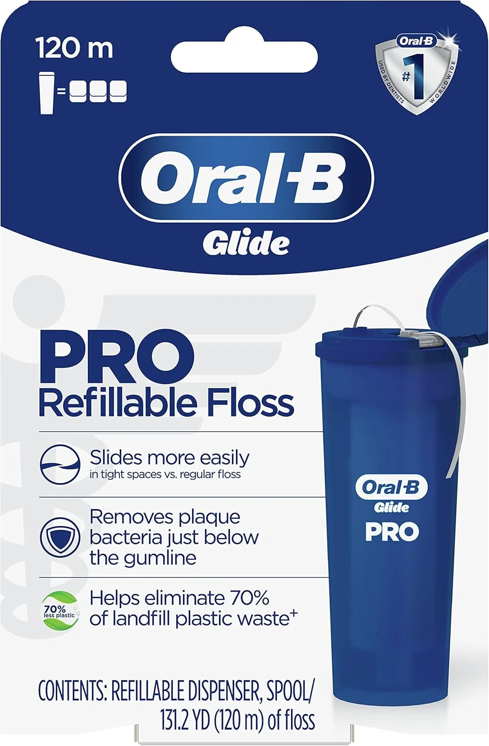 کیت نخ دندان قابل شارژ Oral-B Glide PRO، 120 متر کیت نخ دندان قابل شارژ Oral-B Glide PRO، 120 متر