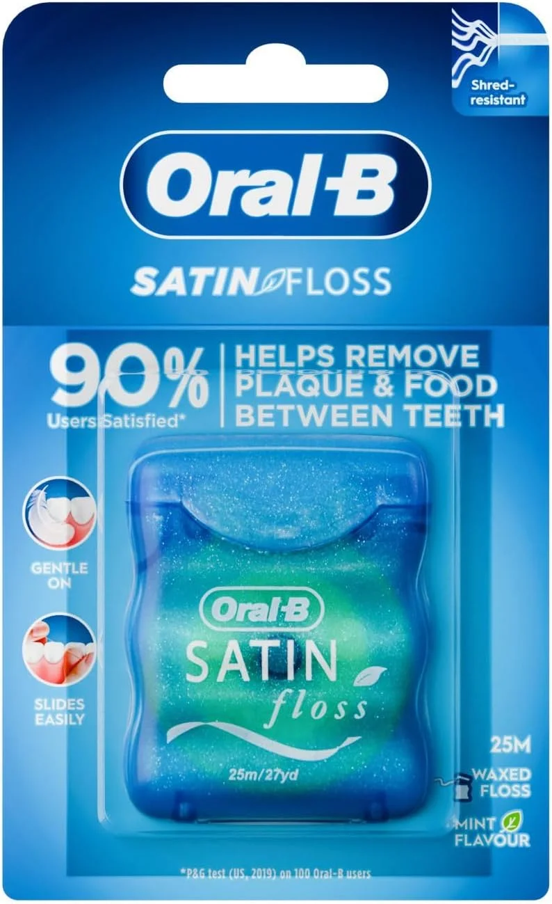 نخ دندان نعنایی Oral-B Satin Floss، 25 متر نخ دندان نعنایی Oral-B Satin Floss، 25 متر