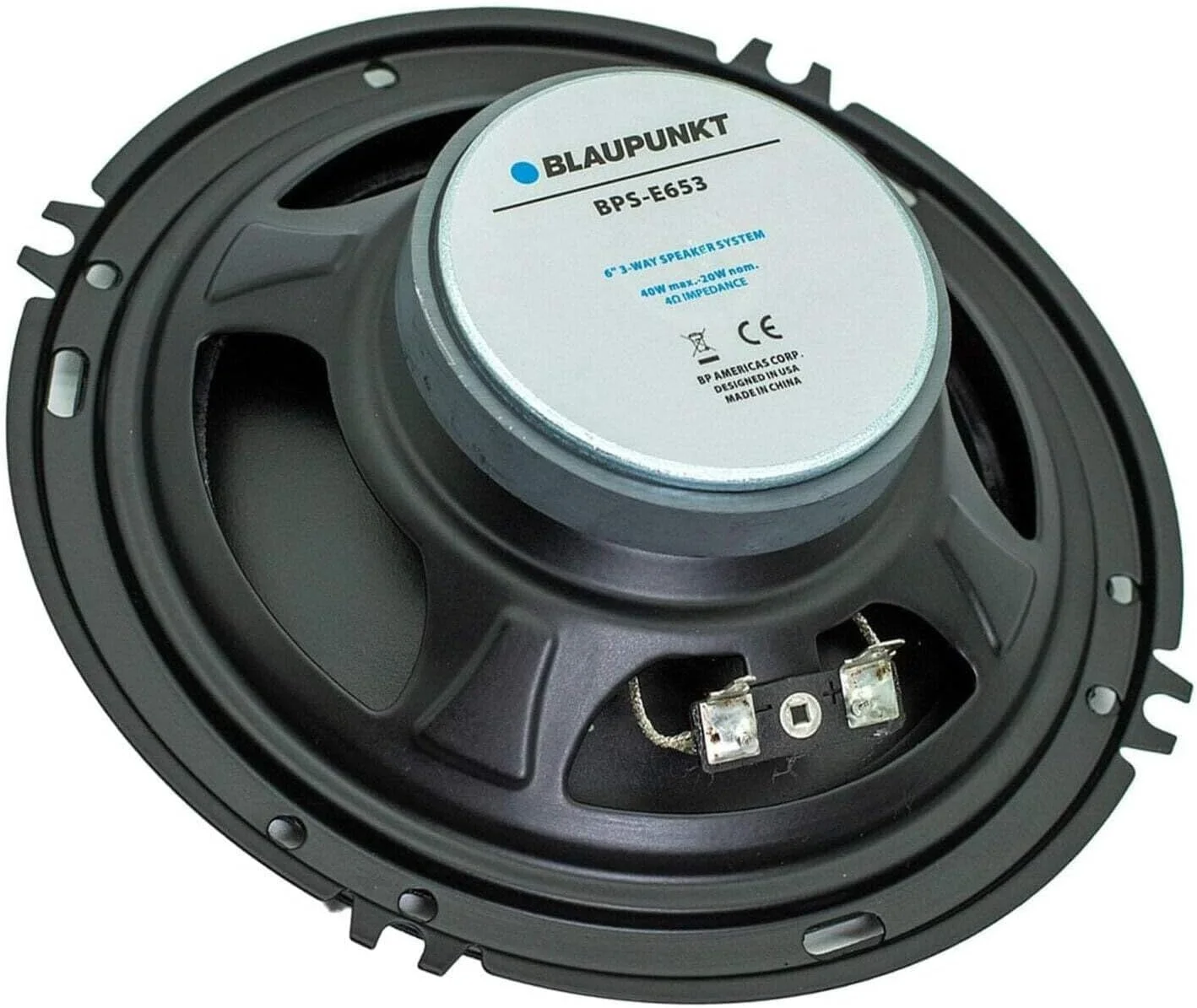 بلندگوهای خودرو 3 راهه 6.5 اینچی 80 واتی BLAUPUNKT BPS-E653 با وضوح بالا - طراحی کارآمد، ساخت بادوام، نصب آسان - بسته دوتایی با نگهدارنده تلفن مغناطیسی Gravity