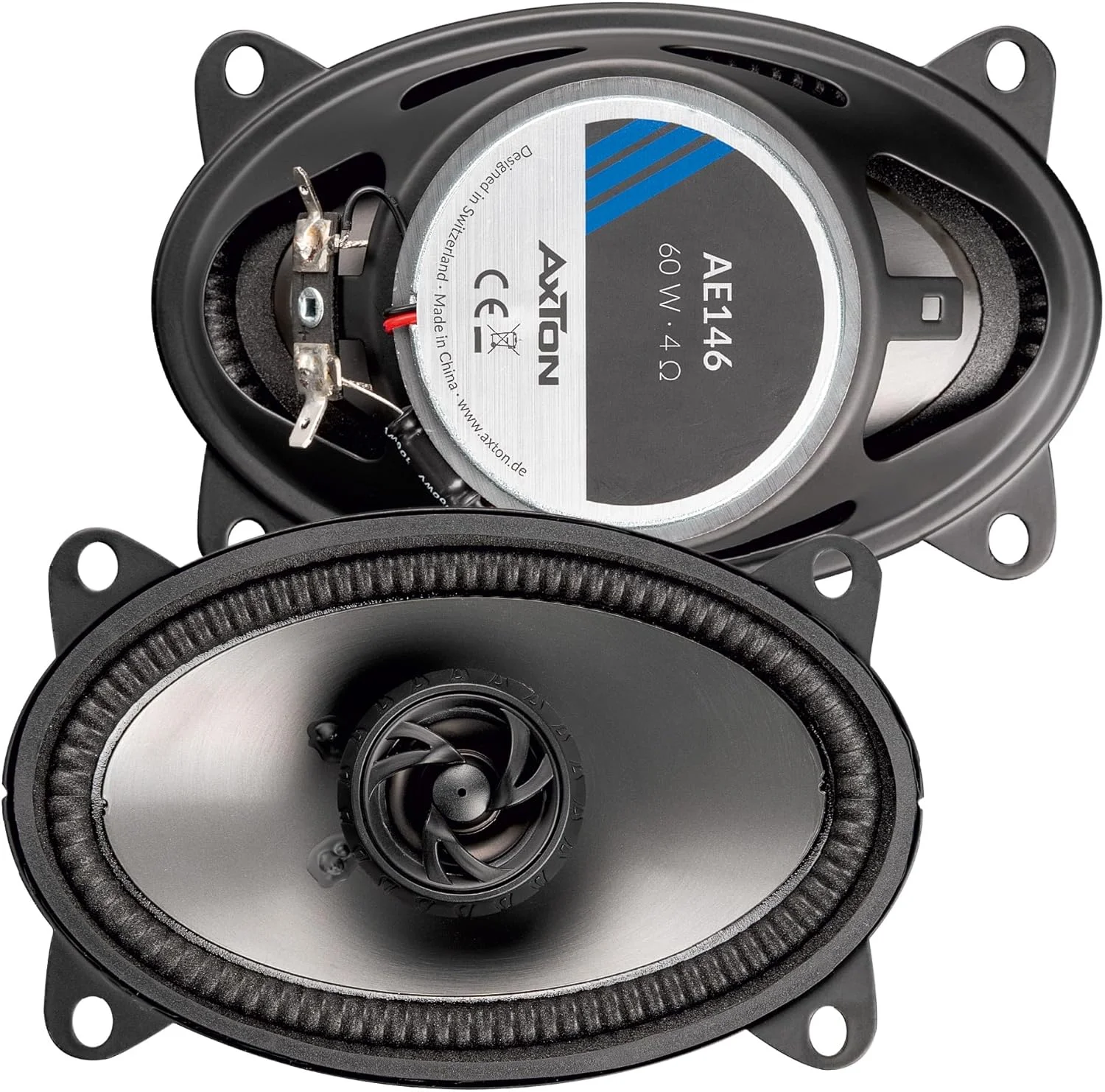 سیستم کواکسیال دو طرفه بیضی شکل AXTON AE146، 10 در 15 سانتی متر (4x6 اینچ)، بلندگوی بیضی خودرو برای جلو یا عقب، سیستم صوتی با 100 وات، مناسب برای موتورخانه، 1 جفت