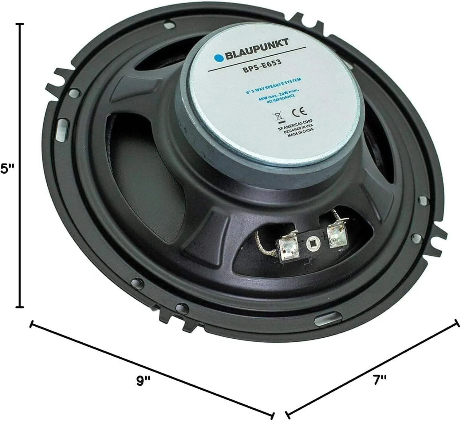 بلندگوهای خودرو 3 راهه 6.5 اینچی 80 واتی BLAUPUNKT BPS-E653 با وضوح بالا - طراحی کارآمد، ساخت بادوام، نصب آسان - بسته دوتایی با نگهدارنده تلفن مغناطیسی Gravity
