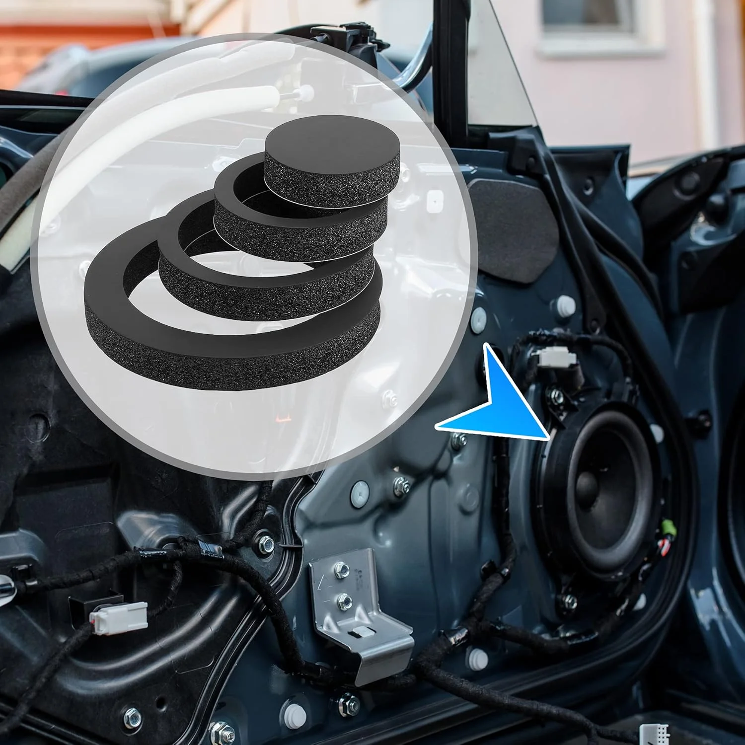 X AUTOHAUX 4 عدد حلقه اسفنجی فوم عایق صدا برای بلندگوهای استریوی درب خودرو، مناسب برای بلندگوهای 6، 6.25، 6.5، 6.75 و 7 اینچی، دارای چسب خودکار X AUTOHAUX 4 عدد حلقه اسفنجی فوم عایق صدا برای بلندگوهای استریوی درب خودرو، مناسب برای بلندگوهای 6، 6.25، 6.5، 6.75 و 7 اینچی، دارای چسب خودکار