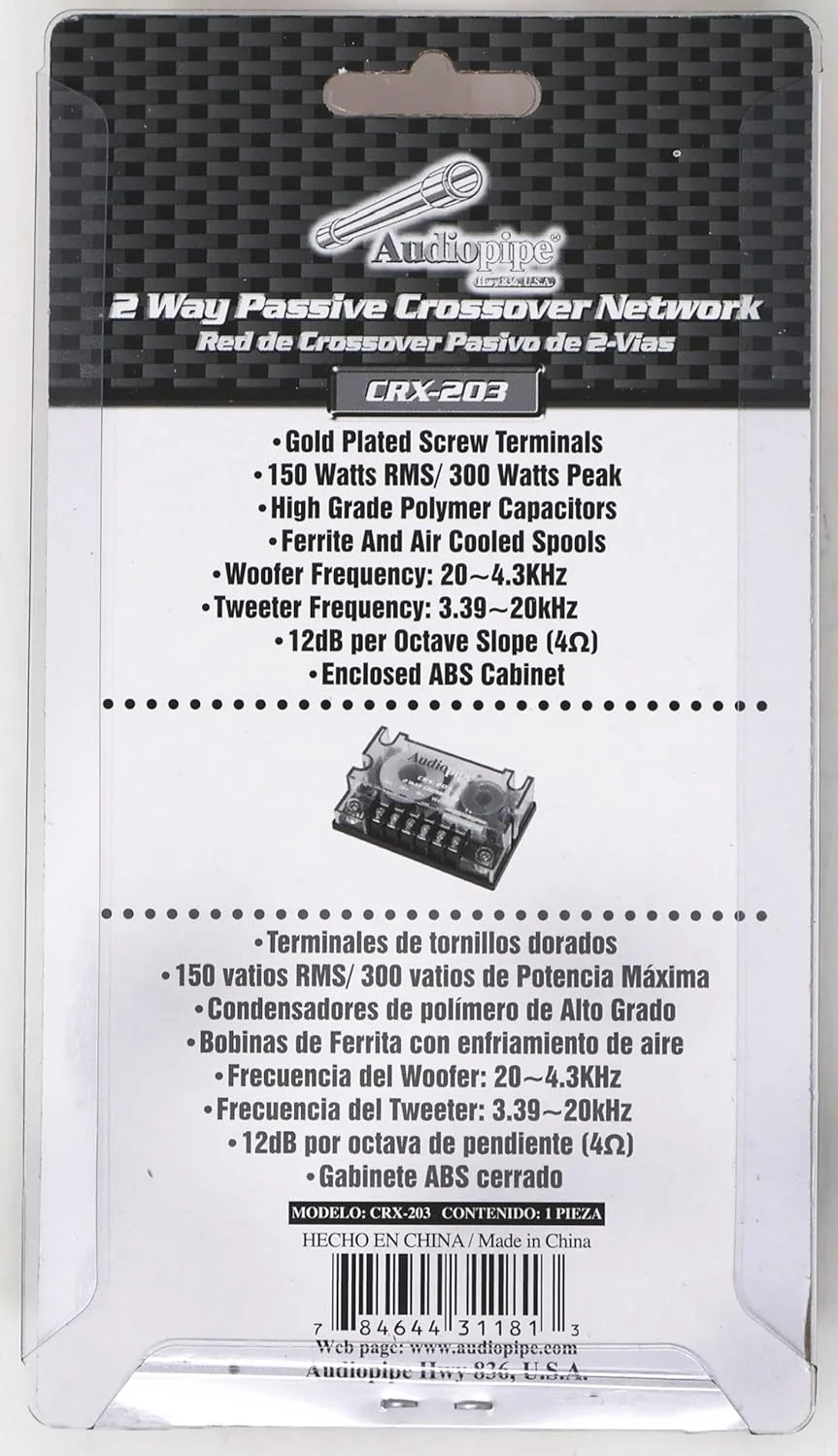 کراس اوور 2 طرفه 300 واتی Audiopipe - (بسته 2 عددی) پسیو برای بلندگو، تیوتر، میدرنج و فرکانس های بالا مدل CRX-203 کراس اوور 2 طرفه 300 واتی Audiopipe - (بسته 2 عددی) پسیو برای بلندگو، تیوتر، میدرنج و فرکانس های بالا مدل CRX-203