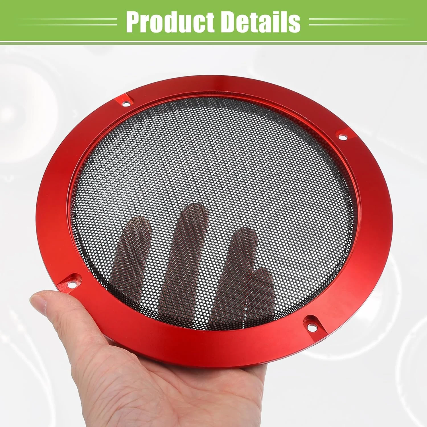 X AUTOHAUX توری محافظ بلندگو خودرو 6.5 اینچی، مشبک گرد به همراه پیچ، قرمز مشکی - 2 عدد