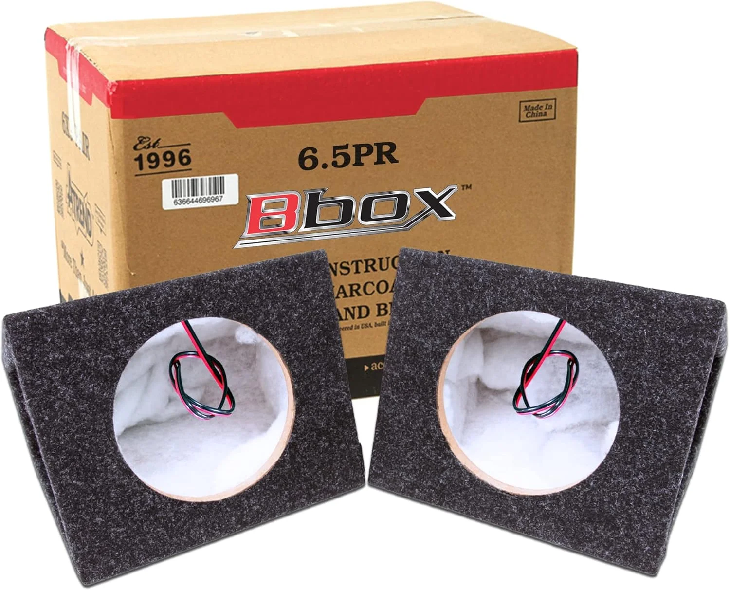 محفظه بلندگوی تیون شده 6.5 اینچی Atrend Bbox Pro Audio - بلندگوهای ممتاز برای بهبود صدا و بیس - ترمینال های بلندگوی با روکش نیکل برای خودرو یا کامیون - کابل های صوتی گیج 18 - مجموعه بلندگوی 2 عددی (ذغالی)