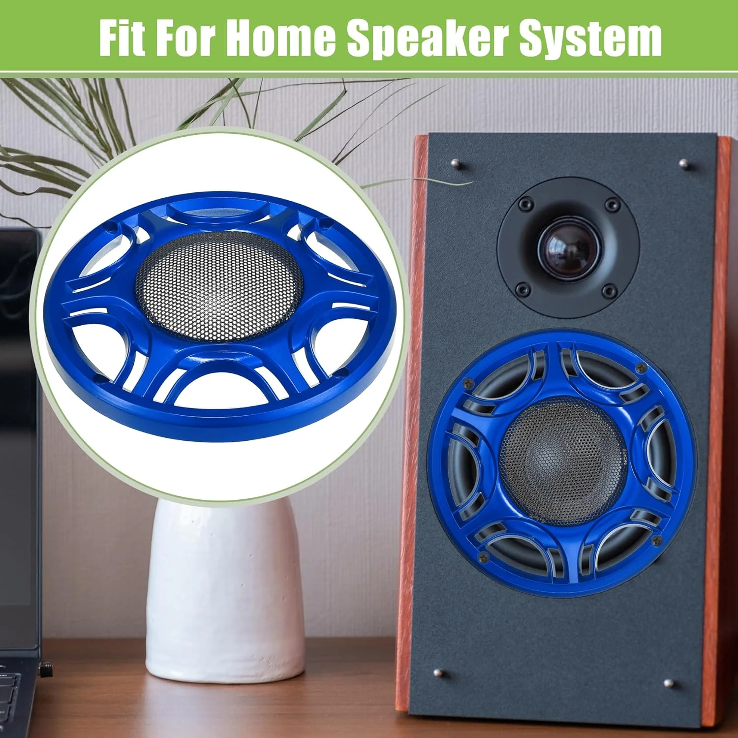 محافظ توری بلندگو گرد جهانی 6.5 اینچی ACROPIX، محافظ ساب ووفر بلندگو صوتی 6.5 اینچی با پیچ های نصب، آهن آبی - بسته 1 عددی