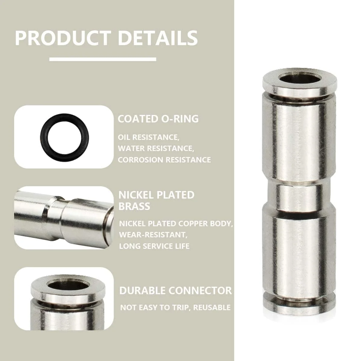 اتصالات پنوماتیک مستقیم فشاری 4 میلی متری Bwintech، بسته 3 عددی، اتصال سریع برنجی با روکش نیکل دو طرفه برای شیلنگ هوا اتصالات پنوماتیک مستقیم فشاری 4 میلی متری Bwintech، بسته 3 عددی، اتصال سریع برنجی با روکش نیکل دو طرفه برای شیلنگ هوا