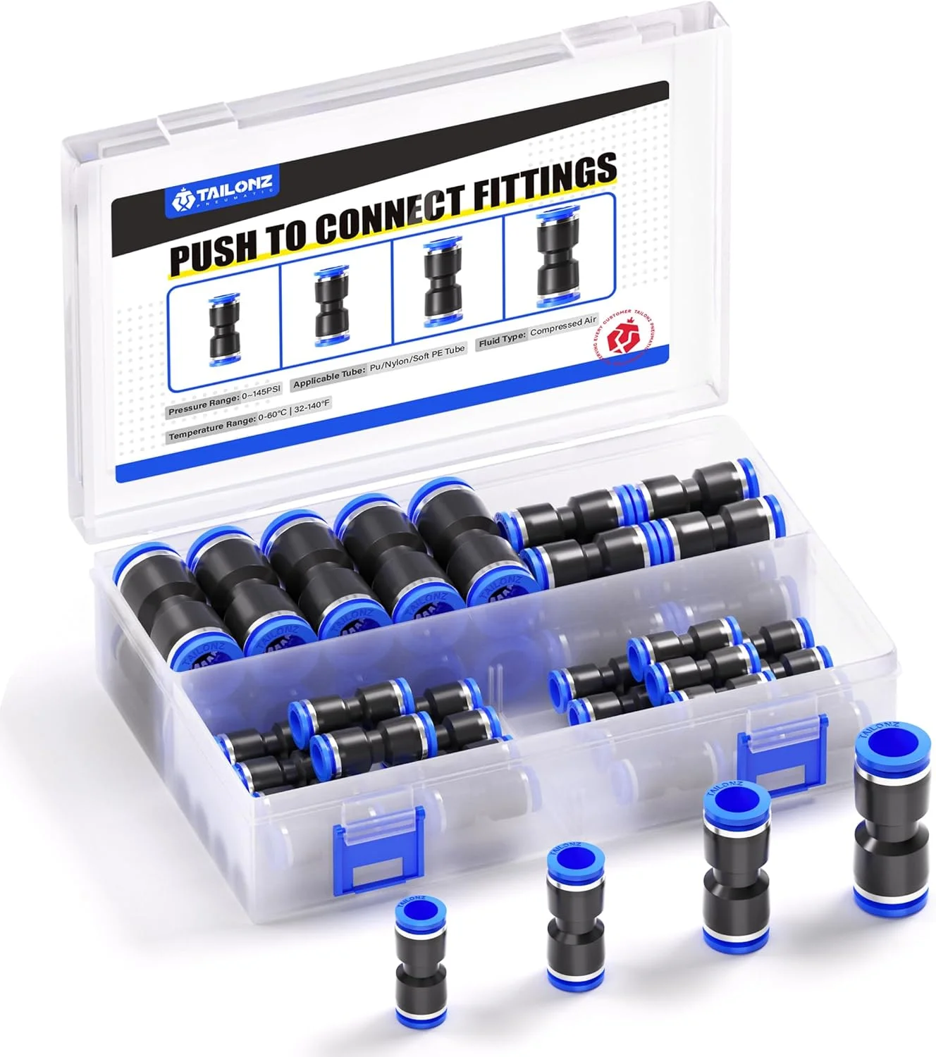 اتصالات پنوماتیک مستقیم TAILONZ، اتصالات رهاسازی سریع پلاستیکی، اتصالات خط هوا برای لوله های 6، 8، 10، 12 (40 عدد) اتصالات پنوماتیک مستقیم TAILONZ، اتصالات رهاسازی سریع پلاستیکی، اتصالات خط هوا برای لوله های 6، 8، 10، 12 (40 عدد)