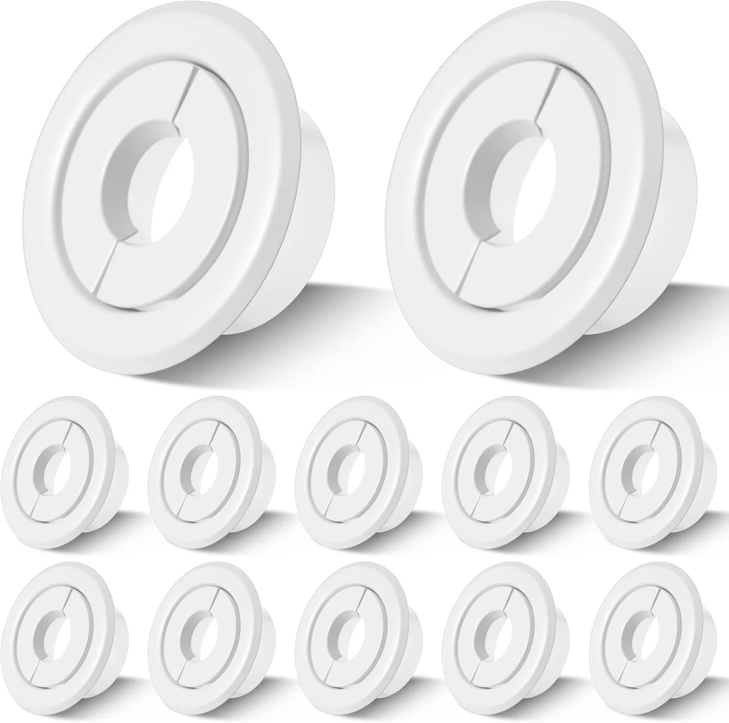 شیمیاو 12 عددی روکش تزئینی اسپرینکلر آتش نشانی فرورفته، 1/2 اینچ آی پی اس، 3/4 اینچ قابلیت تنظیم، حلقه تزئینی صفحه پوشش سر فرورفته، سه تکه جدا شونده، سفید، روکش اسپرینکلر آتش نشانی برای سقف