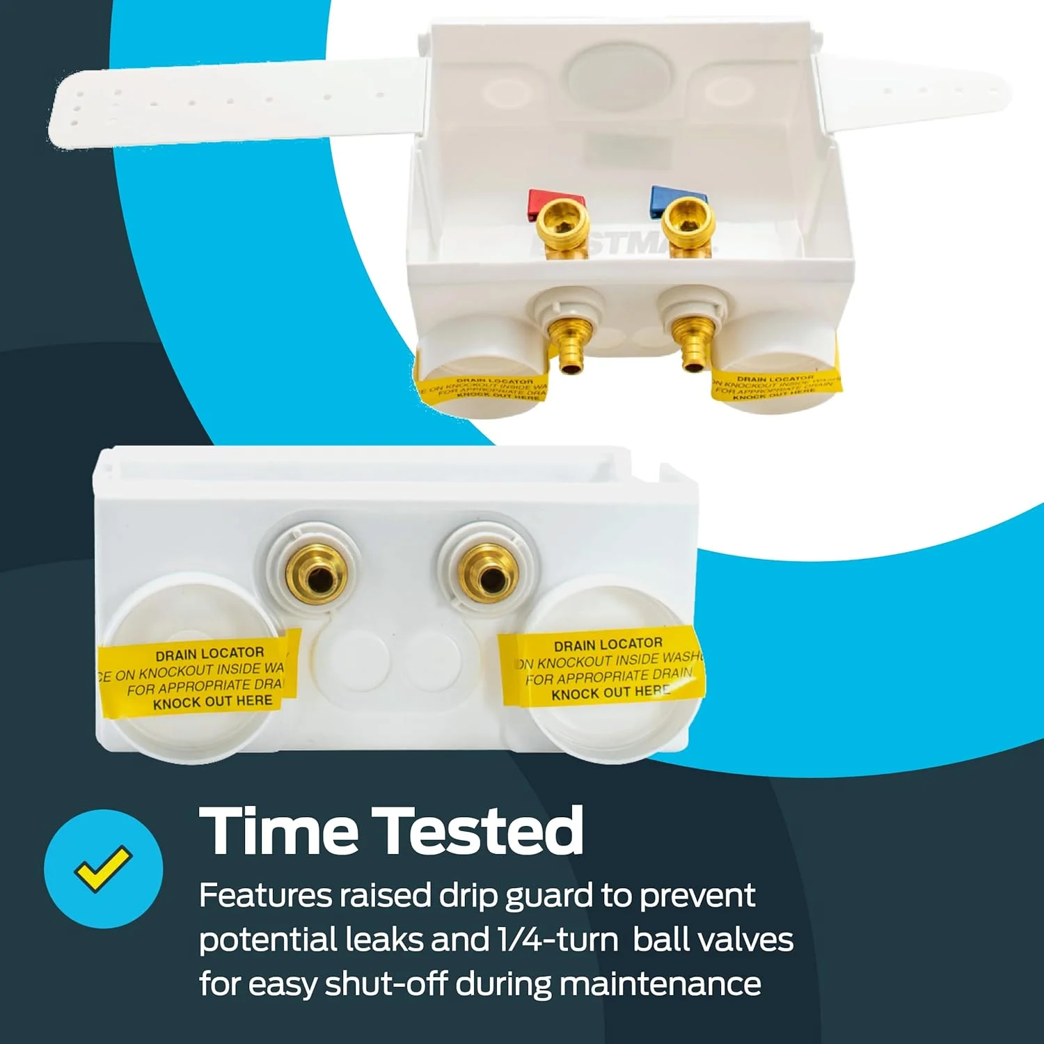 جعبه خروجی ماشین لباسشویی ایستمن 60245، اتصال 1/2 اینچ PEX، توکار، PVC، تخلیه دوگانه، سفید جعبه خروجی ماشین لباسشویی ایستمن 60245، اتصال 1/2 اینچ PEX، توکار، PVC، تخلیه دوگانه، سفید