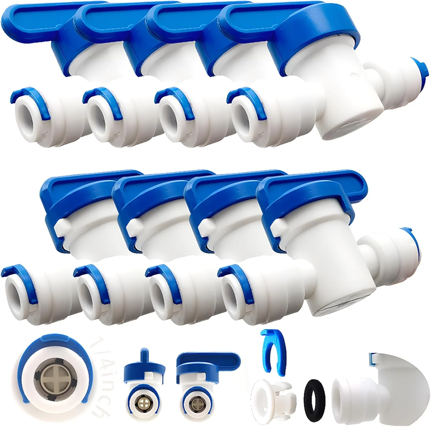 شیر قطع و وصل/شیر ایزوله 1/4 اینچی CESFONJER برای لوله کشی آب یخچال فریزر/سیستم فیلتر آب اسمز معکوس 1/4 اینچی (8 عدد) شیر قطع و وصل/شیر ایزوله 1/4 اینچی CESFONJER برای لوله کشی آب یخچال فریزر/سیستم فیلتر آب اسمز معکوس 1/4 اینچی (8 عدد)