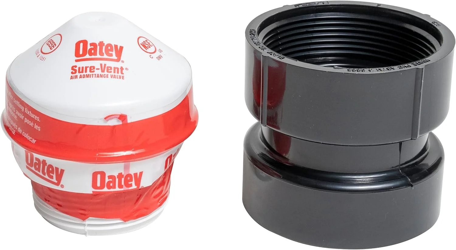 Oatey Oatey-39019 39019 Sure-Vent بسته عمده آداپتور ABS 2 اینچی، دریچه پذیرش هوا 1-1/2 اینچی، 1.5 اینچ، مشکی