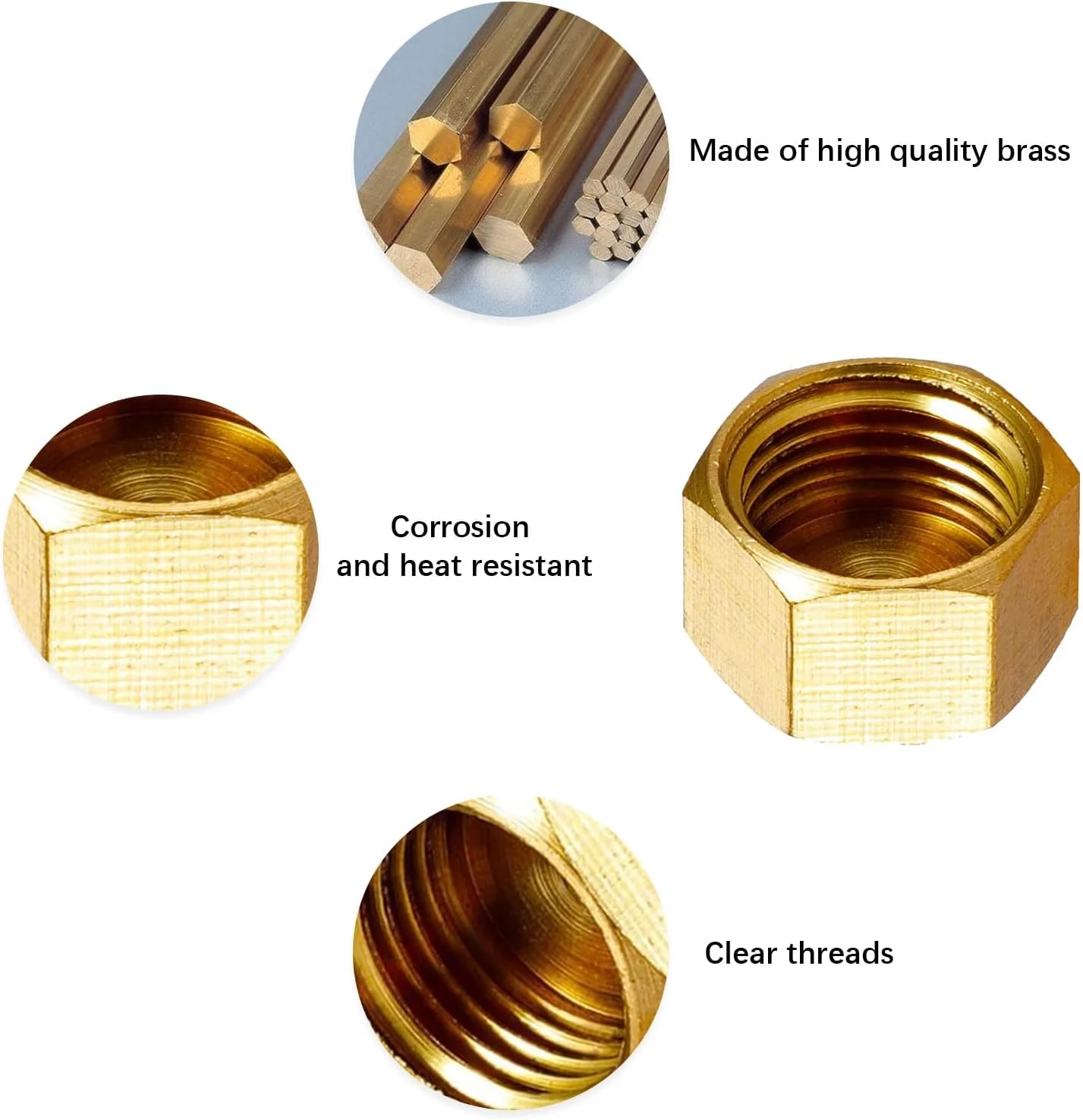 درب و درپوش لوله برنجی FUATY 3/8 اینچ، اتصالات لوله کوپلینگ آداپتور درپوش رزوه مادگی با واشر لاستیکی (بسته 4 عددی)، IPS درب و درپوش لوله برنجی FUATY 3/8 اینچ، اتصالات لوله کوپلینگ آداپتور درپوش رزوه مادگی با واشر لاستیکی (بسته 4 عددی)، IPS