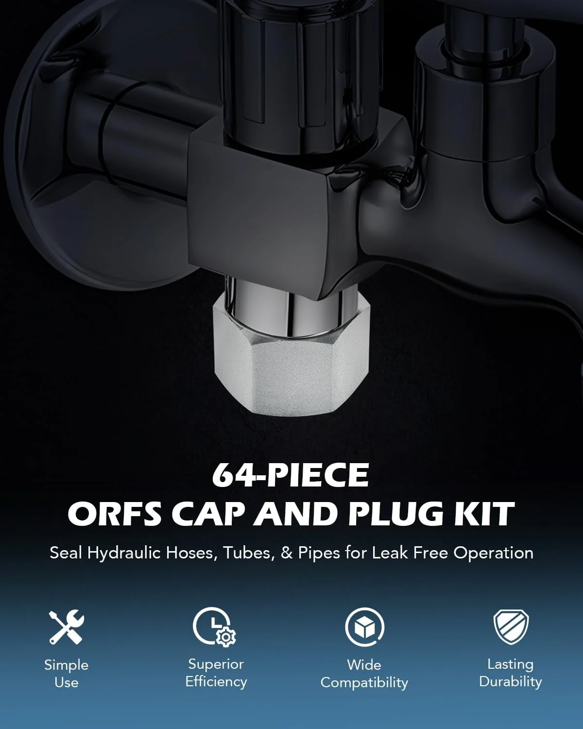 کیت اتصالات آب‌بندی اورینگ ZELCAN، اتصالات لوله و شیلنگ هیدرولیک، مجموعه درپوش و پلاگ ORFS برای هیدرولیک، رزوه دقیق و سنگین، سایزهای ORFS ۴، ۶، ۸، ۱۰، ۱۲، ۱۶