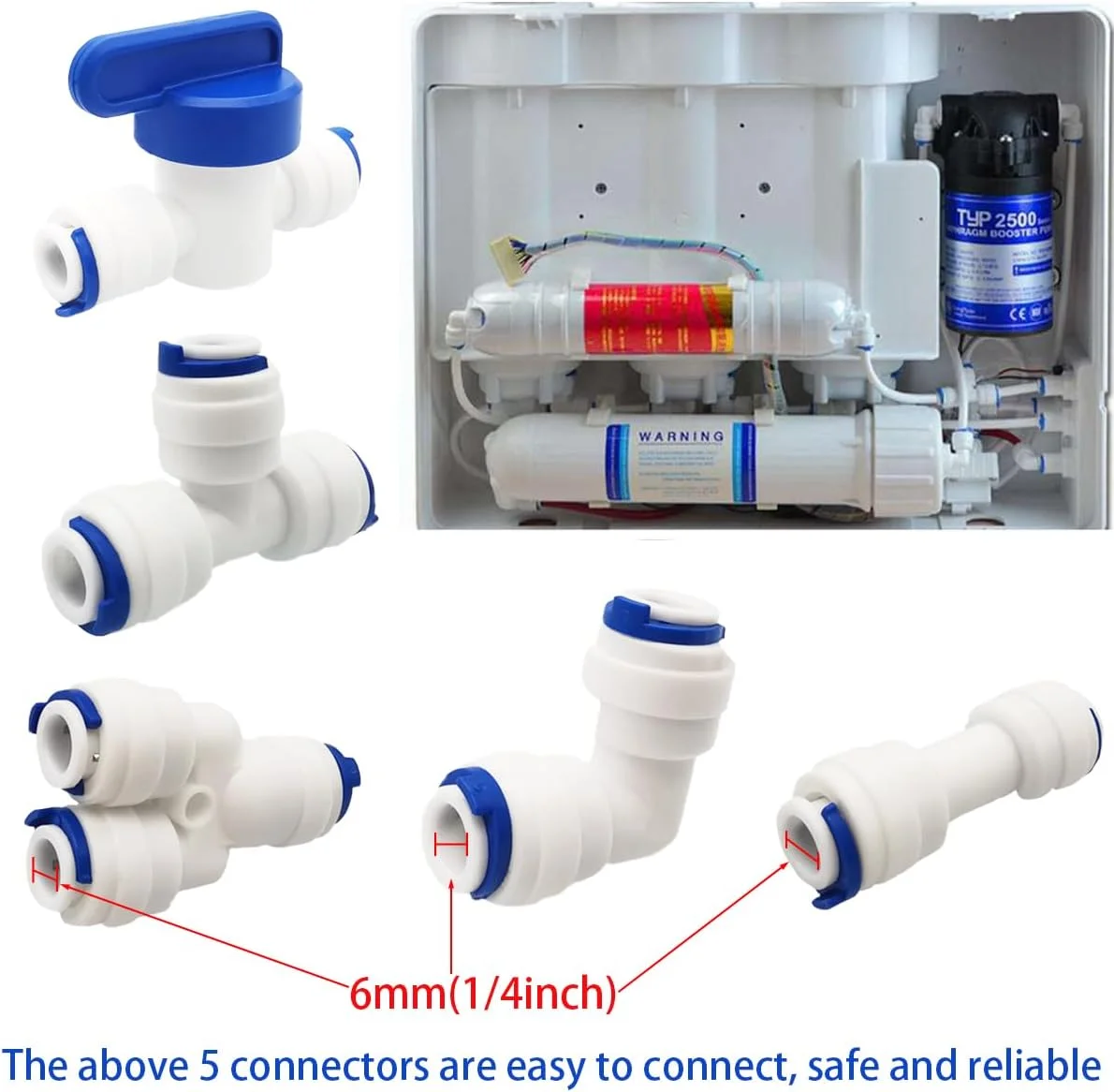 شیر قطع و وصل/شیر ایزوله 1/4 اینچی CESFONJER برای لوله کشی آب یخچال فریزر/سیستم فیلتر آب اسمز معکوس 1/4 اینچی (8 عدد) شیر قطع و وصل/شیر ایزوله 1/4 اینچی CESFONJER برای لوله کشی آب یخچال فریزر/سیستم فیلتر آب اسمز معکوس 1/4 اینچی (8 عدد)