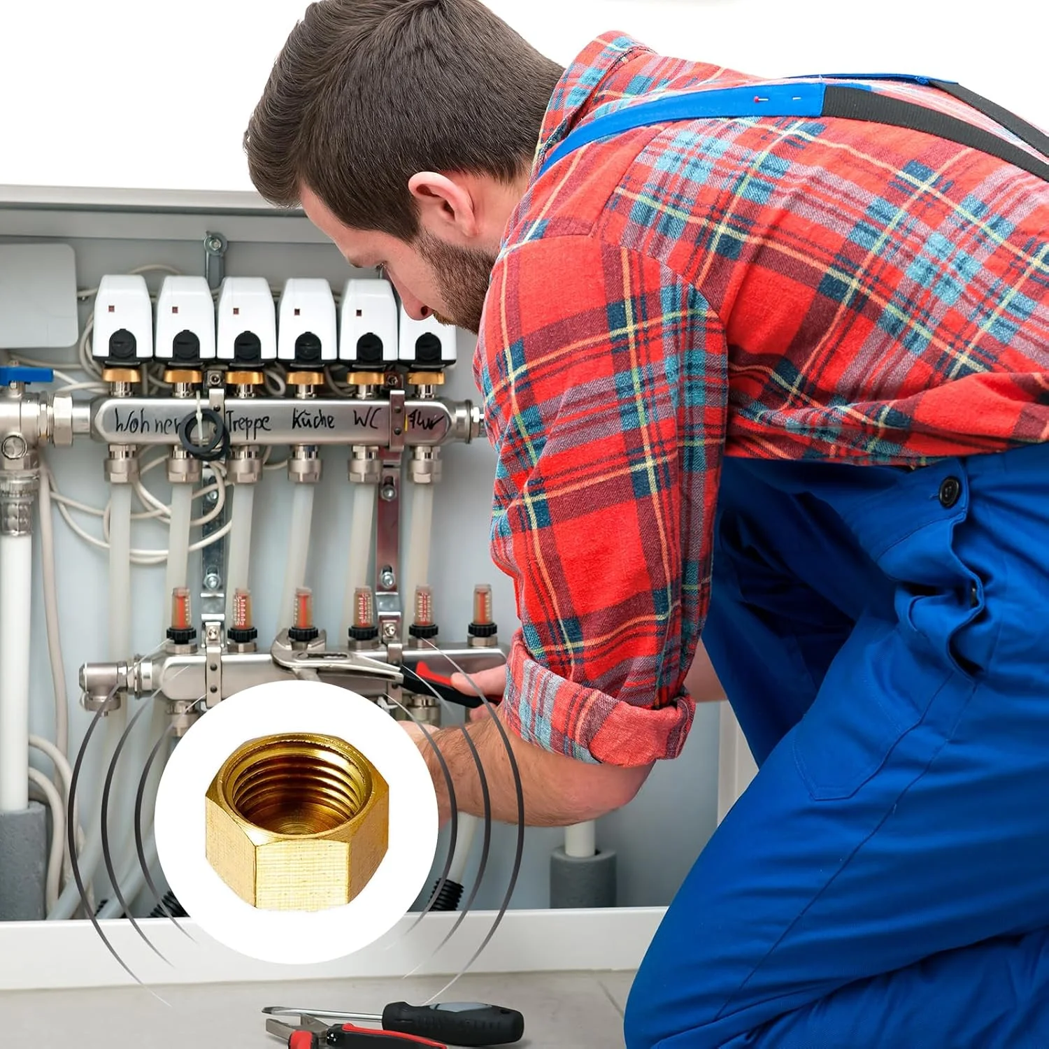 درب و درپوش لوله برنجی FUATY 3/8 اینچ، اتصالات لوله کوپلینگ آداپتور درپوش رزوه مادگی با واشر لاستیکی (بسته 4 عددی)، IPS درب و درپوش لوله برنجی FUATY 3/8 اینچ، اتصالات لوله کوپلینگ آداپتور درپوش رزوه مادگی با واشر لاستیکی (بسته 4 عددی)، IPS