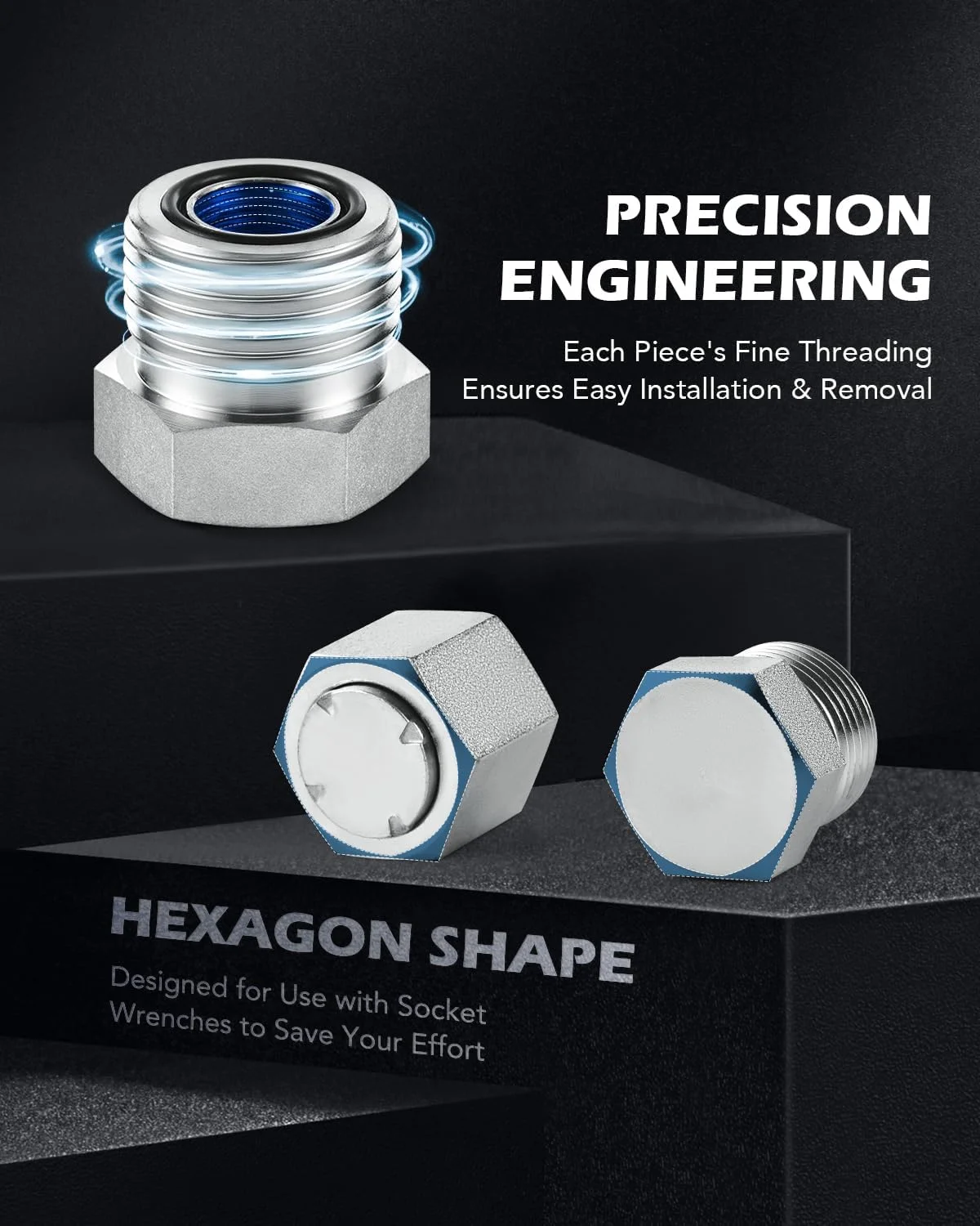 کیت اتصالات آب‌بندی اورینگ ZELCAN، اتصالات لوله و شیلنگ هیدرولیک، مجموعه درپوش و پلاگ ORFS برای هیدرولیک، رزوه دقیق و سنگین، سایزهای ORFS ۴، ۶، ۸، ۱۰، ۱۲، ۱۶