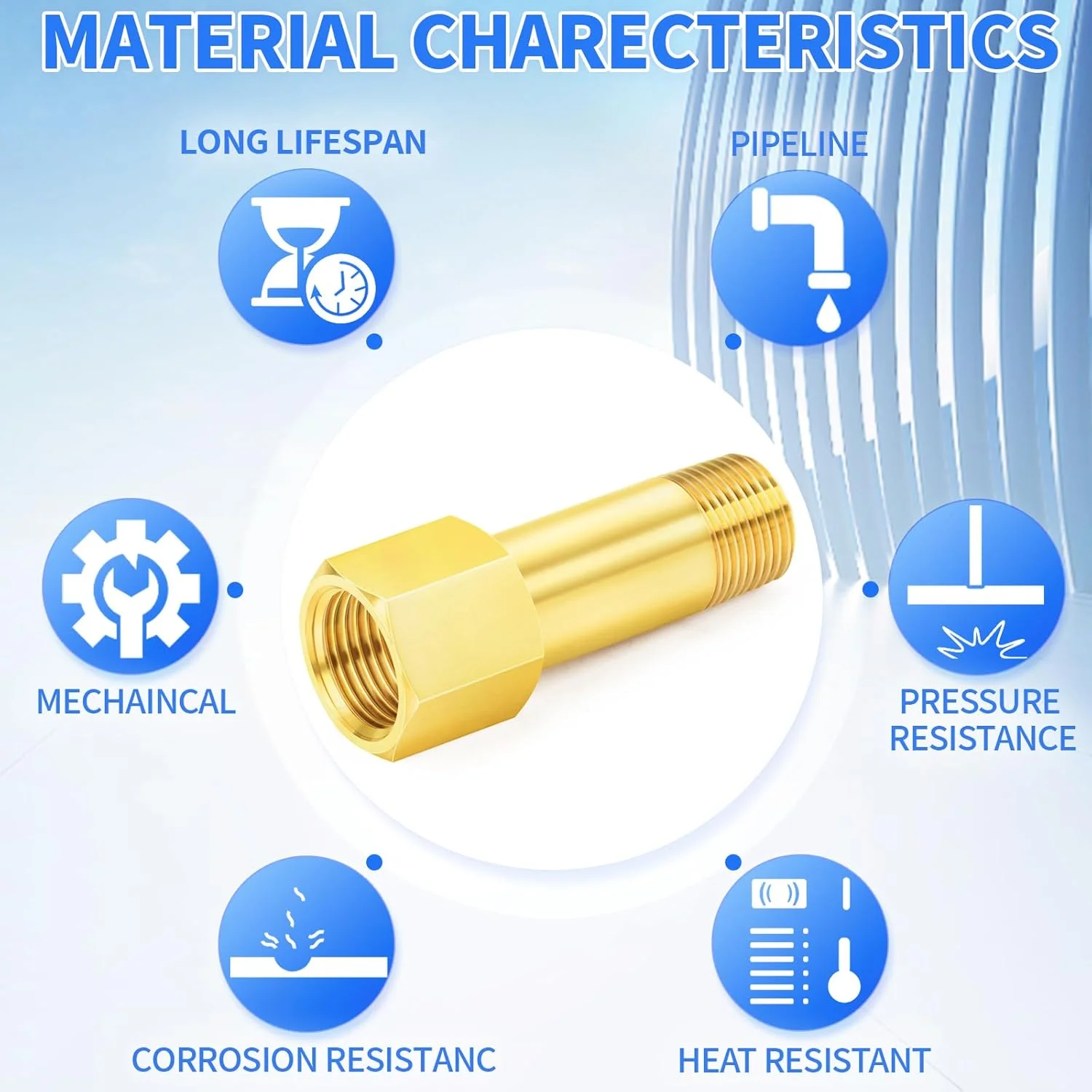 اتصالات لوله برنجی ChillWaves، لوله بلند 1/2 اینچ NPT نر به 1/2 اینچ NPT مادگی، طول 2 اینچ (50 میلی متر) (2 عددی)