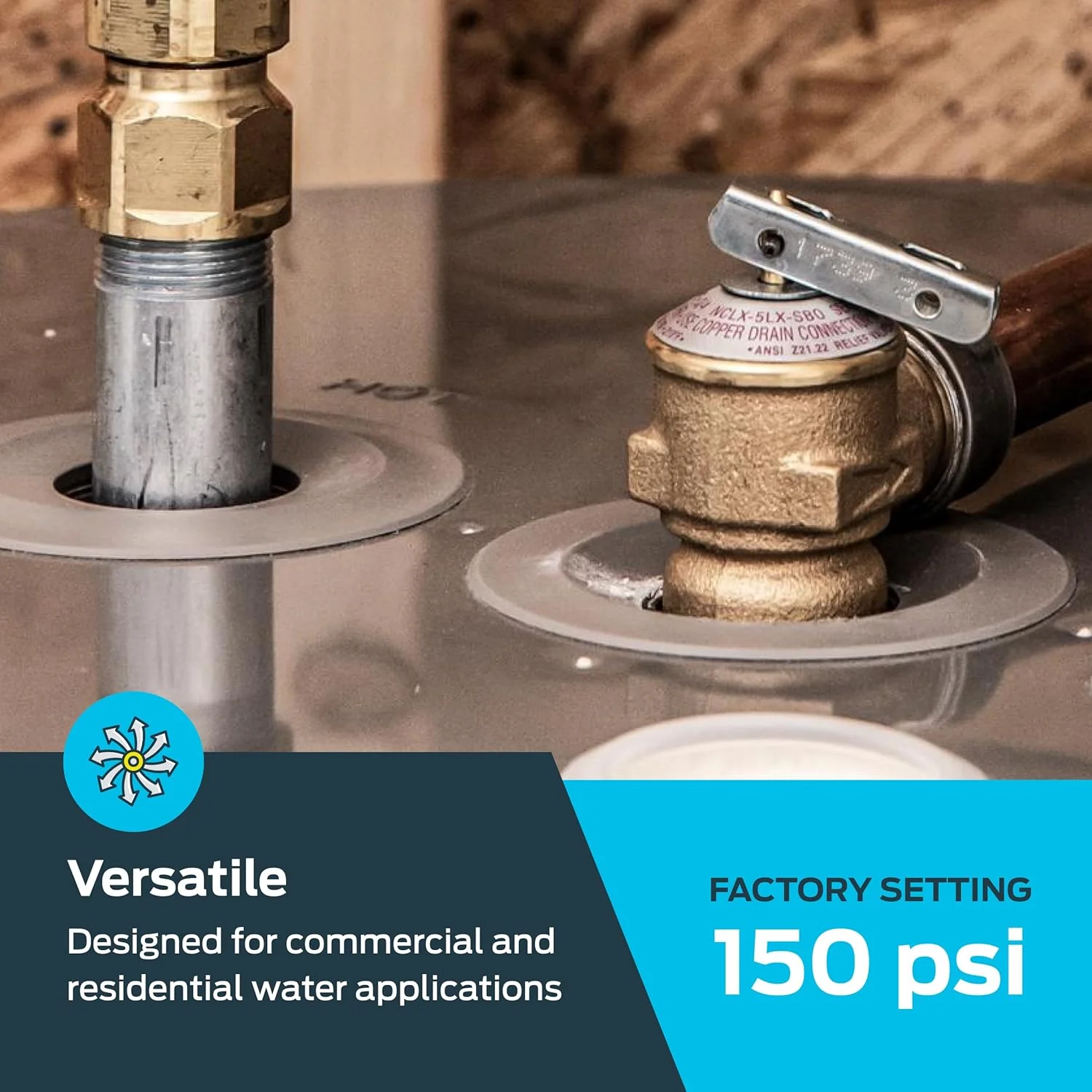 شیر اطمینان دما و فشار Cash Acme 18821 0150 مدل NCLX-5L، سایز 3/4 اینچ، جنس برنجی شیر اطمینان دما و فشار Cash Acme 18821 0150 مدل NCLX-5L، سایز 3/4 اینچ، جنس برنجی