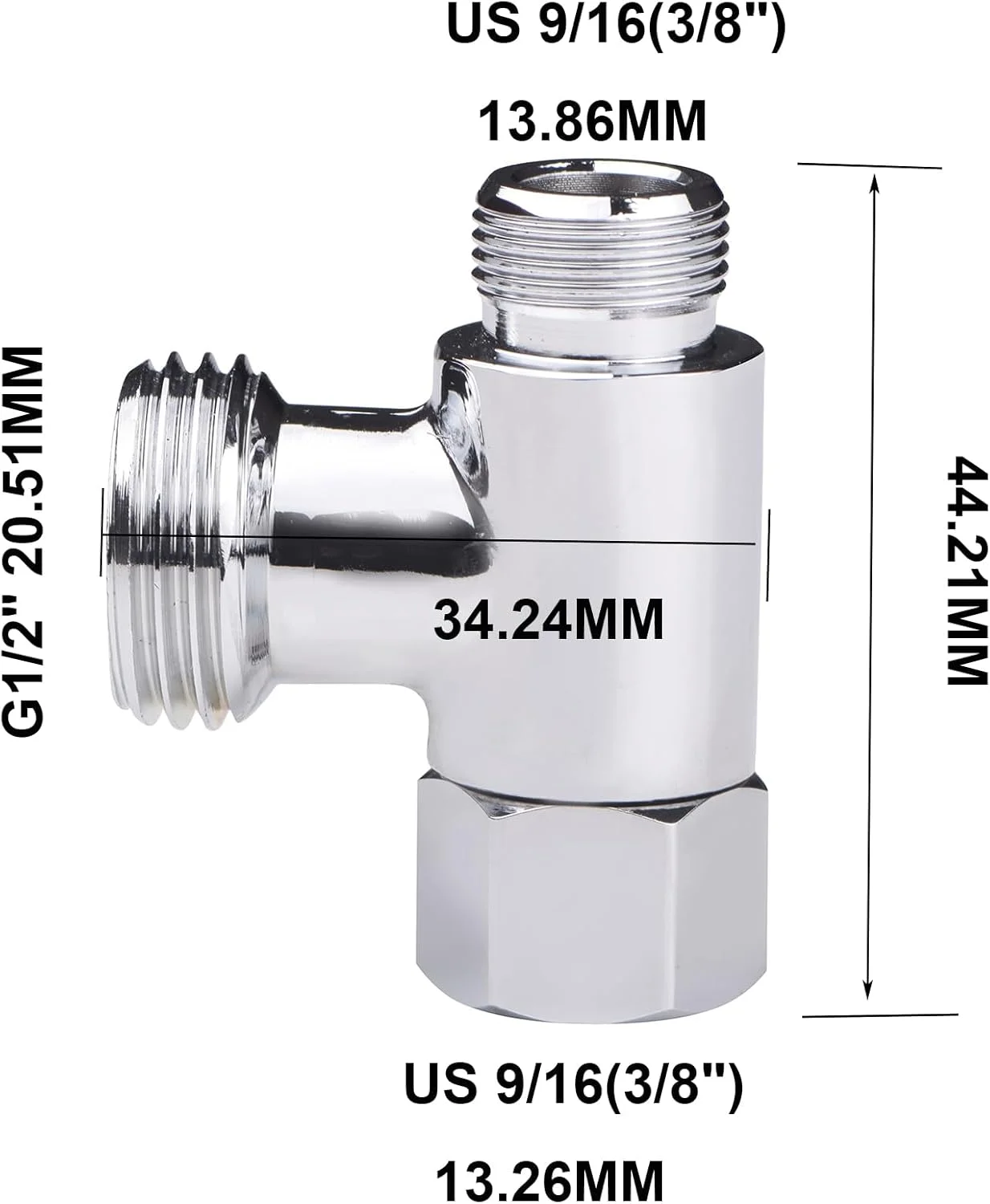اتصال سه راهی برنجی Tsinghwang، سایز 3/8 اینچ در 1/2 اینچ، اتصال دهنده خط آب 3/8 اینچ، شیر T، روکش نیکل برس خورده (تک) اتصال سه راهی برنجی Tsinghwang، سایز 3/8 اینچ در 1/2 اینچ، اتصال دهنده خط آب 3/8 اینچ، شیر T، روکش نیکل برس خورده (تک)