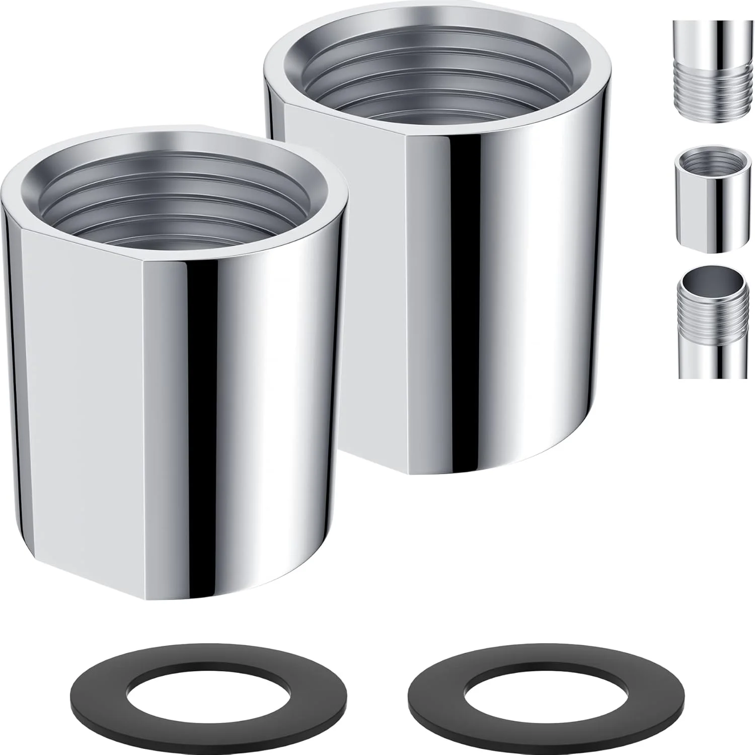 اتصال لوله برنجی iFealClear، اتصال دوش، تبدیل مادگی G1/2 x G1/2 برای لوله های حمام، افزایش دهنده شلنگ، لوله کشی خانگی، واشر اضافی، کروم (2 عدد)