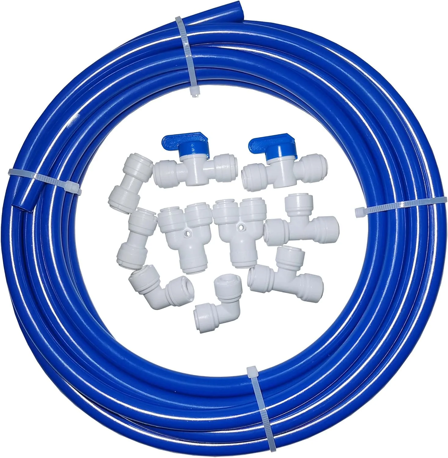 شلنگ آبی رنگ 3/8 اینچی آب تصفیه کن مالیدا، لوله برای سیستم های تصفیه آب RO، + اتصال سریع 10 عددی. (شلنگ آبی 3/8 اینچی 5 متری)