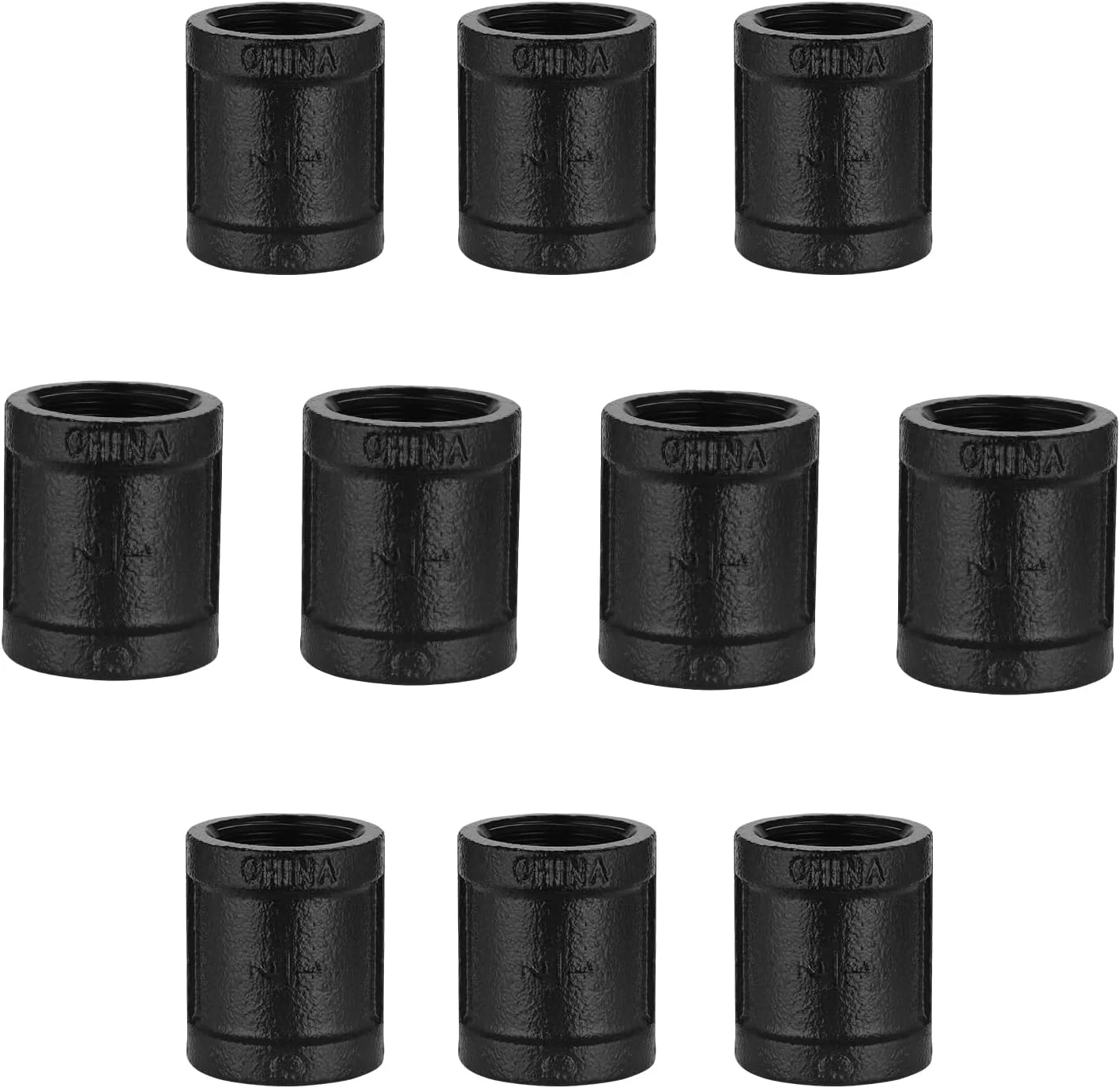 اتصال رنگ شده مشکی TZH 1/2 اینچ، بسته 10 عددی اتصال چدنی رزوه ای مادگی 1/2 اینچ برای قفسه های استیم پانک، دکور لوله کشی DIY، مبلمان (10 عدد، مشکی 1/2 اینچ)